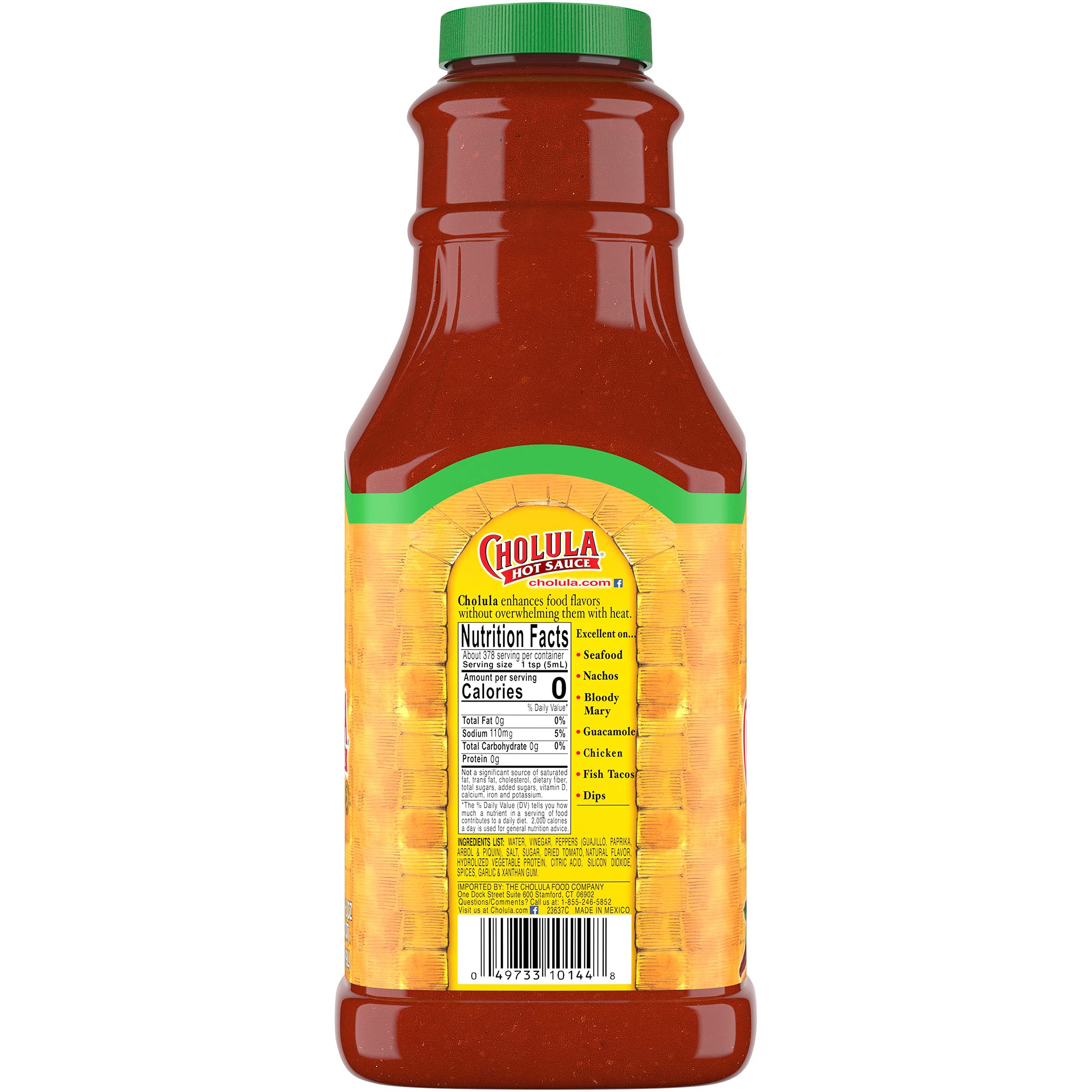 Cholula Chili Lime Hot Sauce - 64 fl oz Bulk Bottle | Mexican Peppers, Lime & Spice Blend | Perfect for Eggs, Shrimp, Tacos & Mexican Dishes | Great for Cooking, Grilling & Party Dips