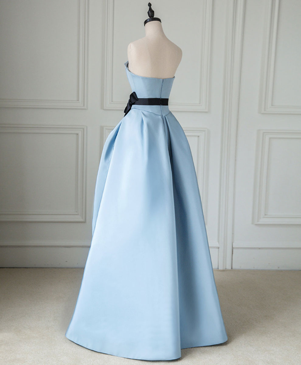 Elegant Blue Satin Long Prom Dress - Formal Evening Gown for Women | Perfect for Homecoming, Ball, Wedding & Special Occasions