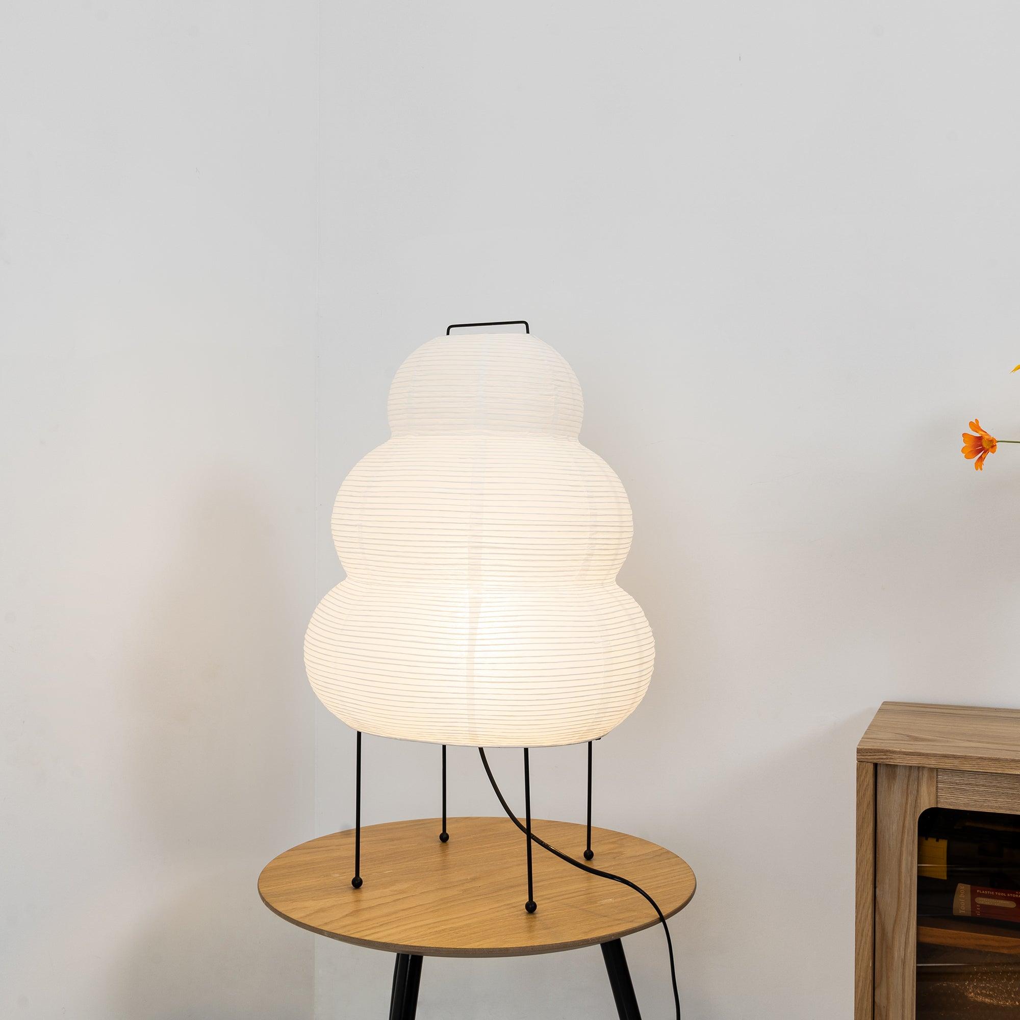Japanese Akari Paper Table Lamp - Handmade Shoji Style Lighting for Bedroom, Living Room & Office - Warm Ambient Light for Relaxation & Decor