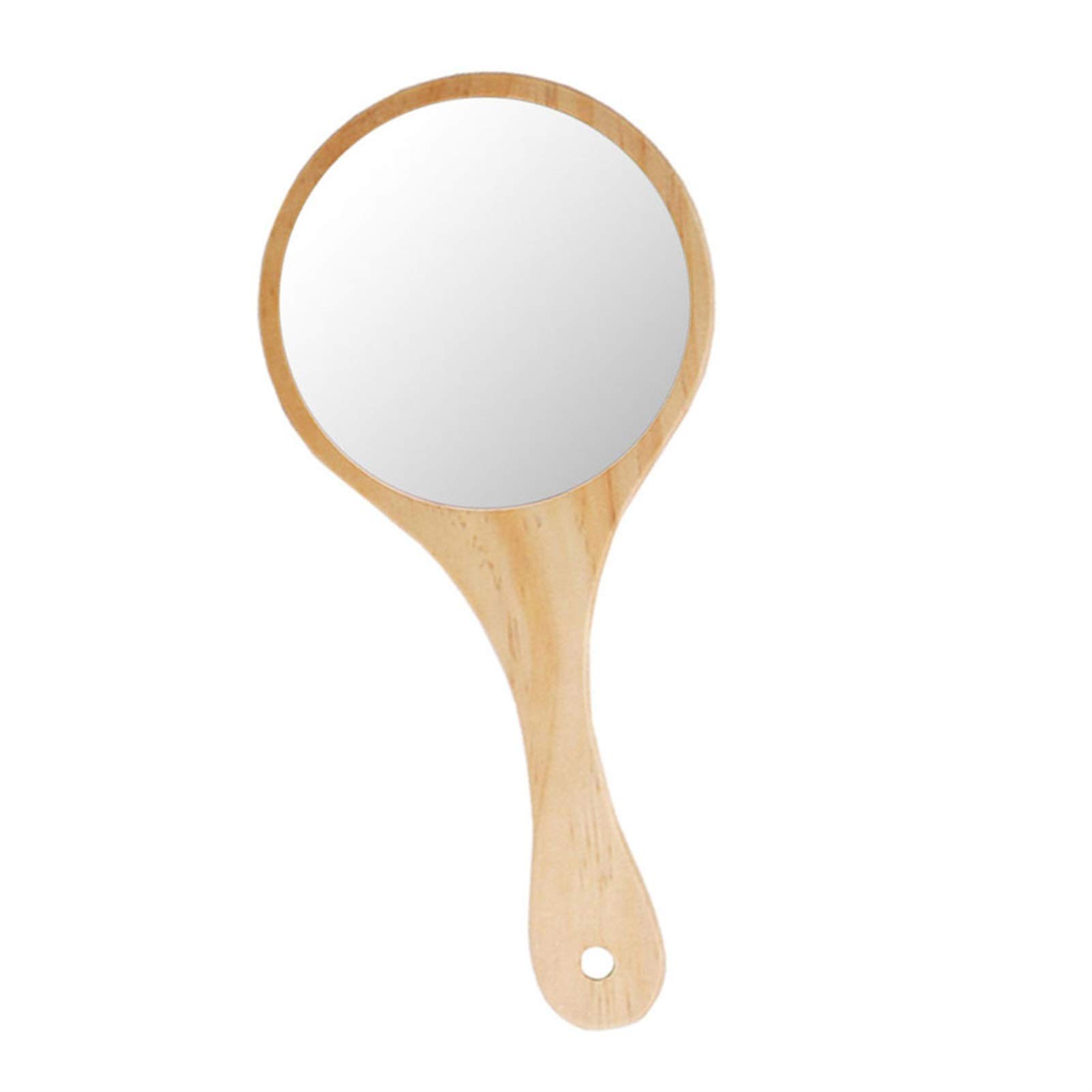 Vintage Wooden Hand Mirror for Women & Girls - Portable Hanging Vanity Makeup Mirror with Handle (Wood Color) - Perfect for Travel, Dressing Table & Home Decor