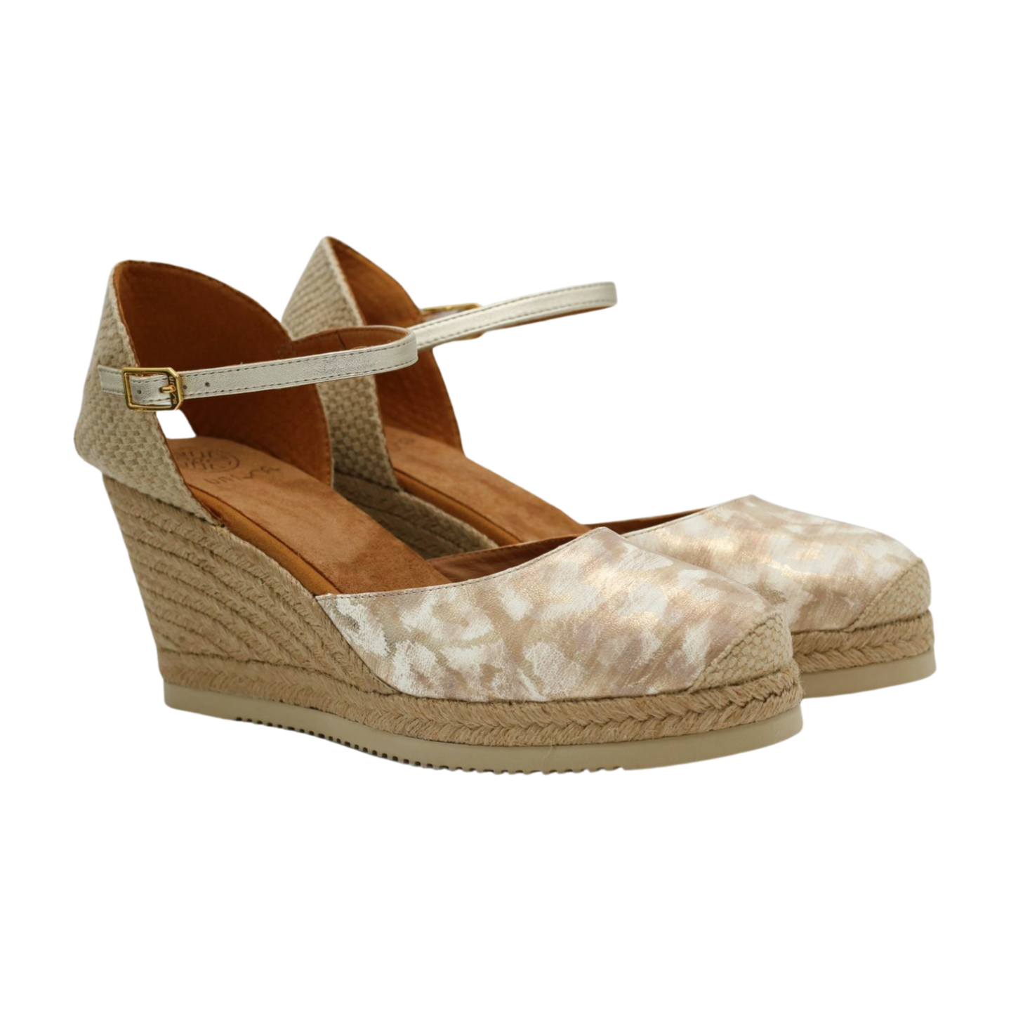 UNISA Gold Print Leather Espadrille Castilla - Women's Fashion Flats for Summer, Comfortable Slip-On Shoes with Stylish Gold Design | Perfect for Beach, Vacation, and Casual Outings