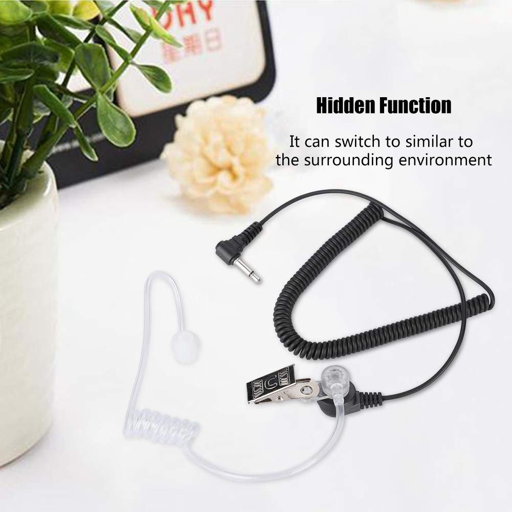 3.5mm Two-Way Radio Earpiece with PTT Mic & Acoustic Tube - Clear Security Headset for CB Radios | Police, Security, Construction & Outdoor Communication