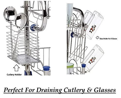 Premium AMOL® Stainless Steel Dish Drying Rack & Utensil Holder - Space-Saving Kitchen Organizer for Countertop, Sink, or Cabinet (Elegant Design) - Perfect for Small Kitchens, Apartments, and Dish Drainer Needs
