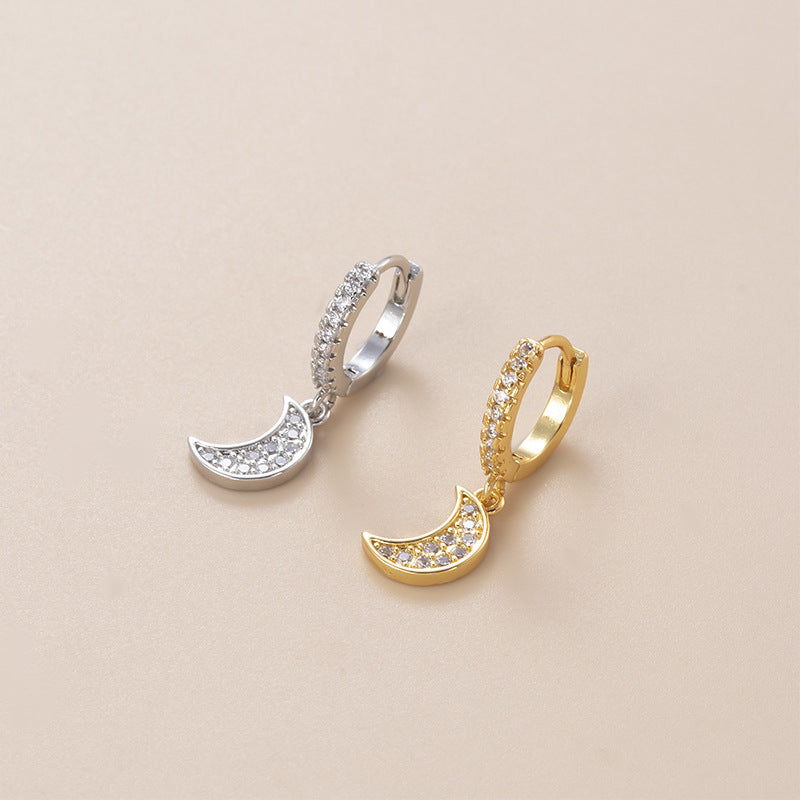 18K Gold Cartilage Huggie Earrings - Celestial Dangle Earrings for Women | HSPJ877 | Perfect for Everyday Wear, Parties & Special Occasions
