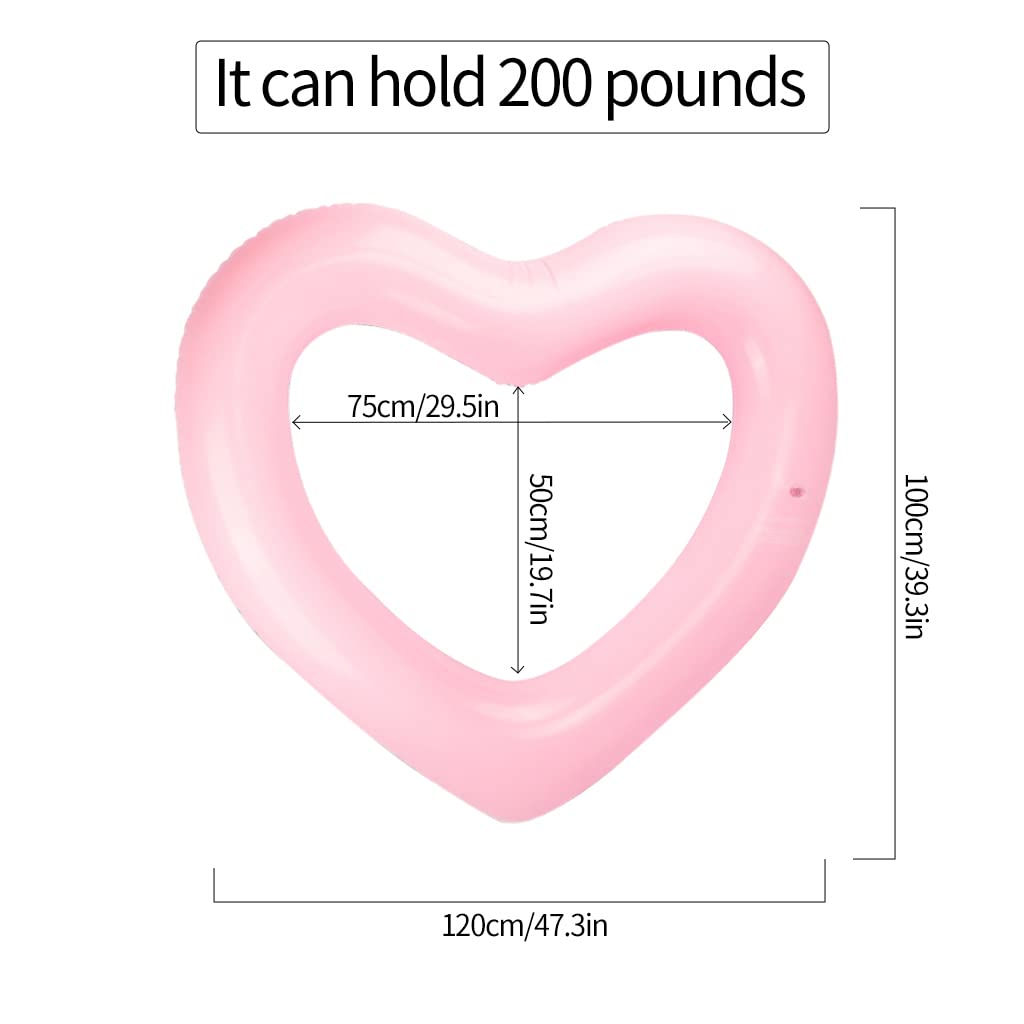 Inflatable Heart Pool Float - Sweet Love Swim Ring Lounger Tube for Summer Water Fun, Beach Party, Pool Party - Perfect for Kids & Adults (Pink, 55