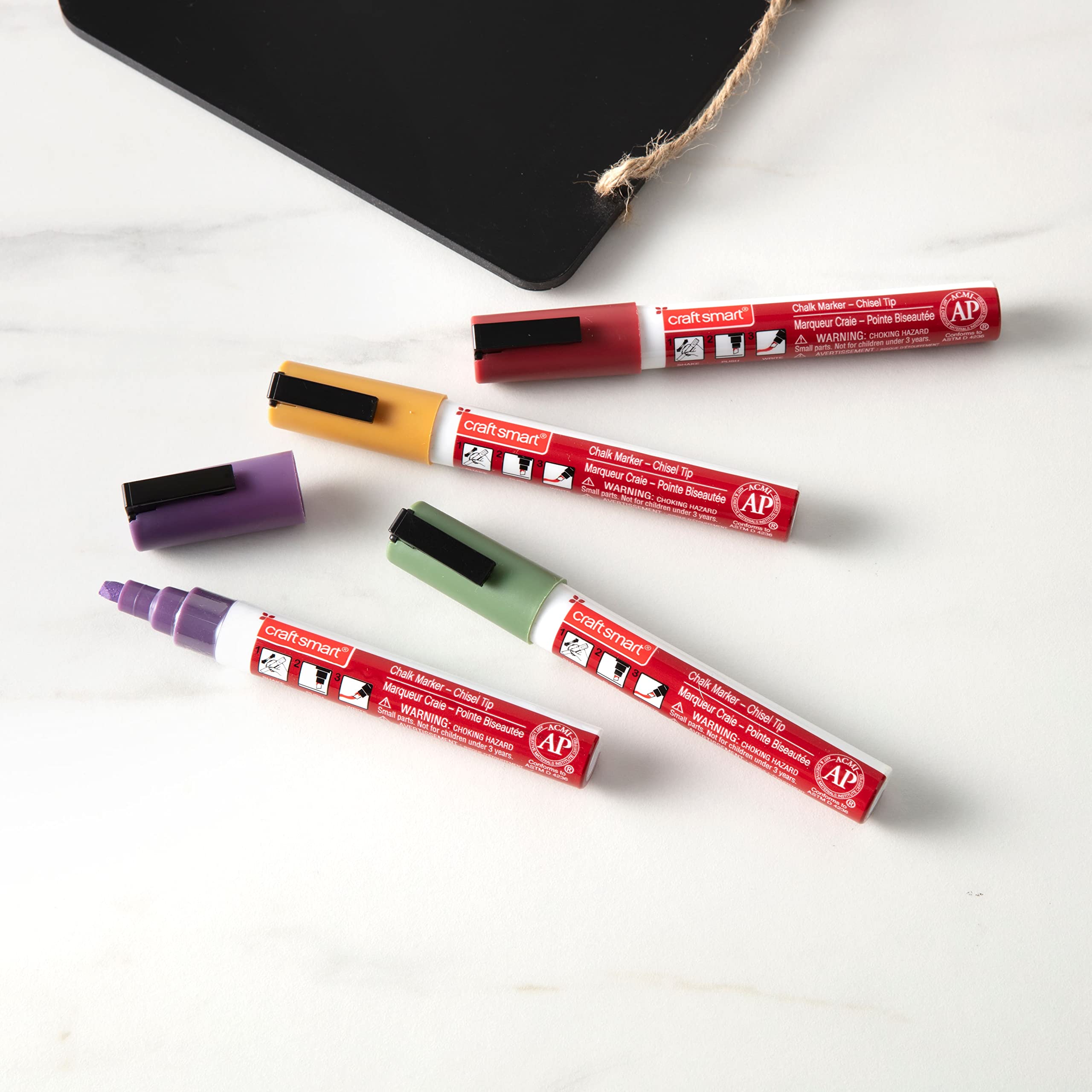 Vibrant Chalk Marker Set - 4 Pack Wet Erase Markers for Chalkboards, Windows & Signs | Craft Smart® Non-Toxic & Erasable | Perfect for Restaurants, Classrooms & DIY Crafts