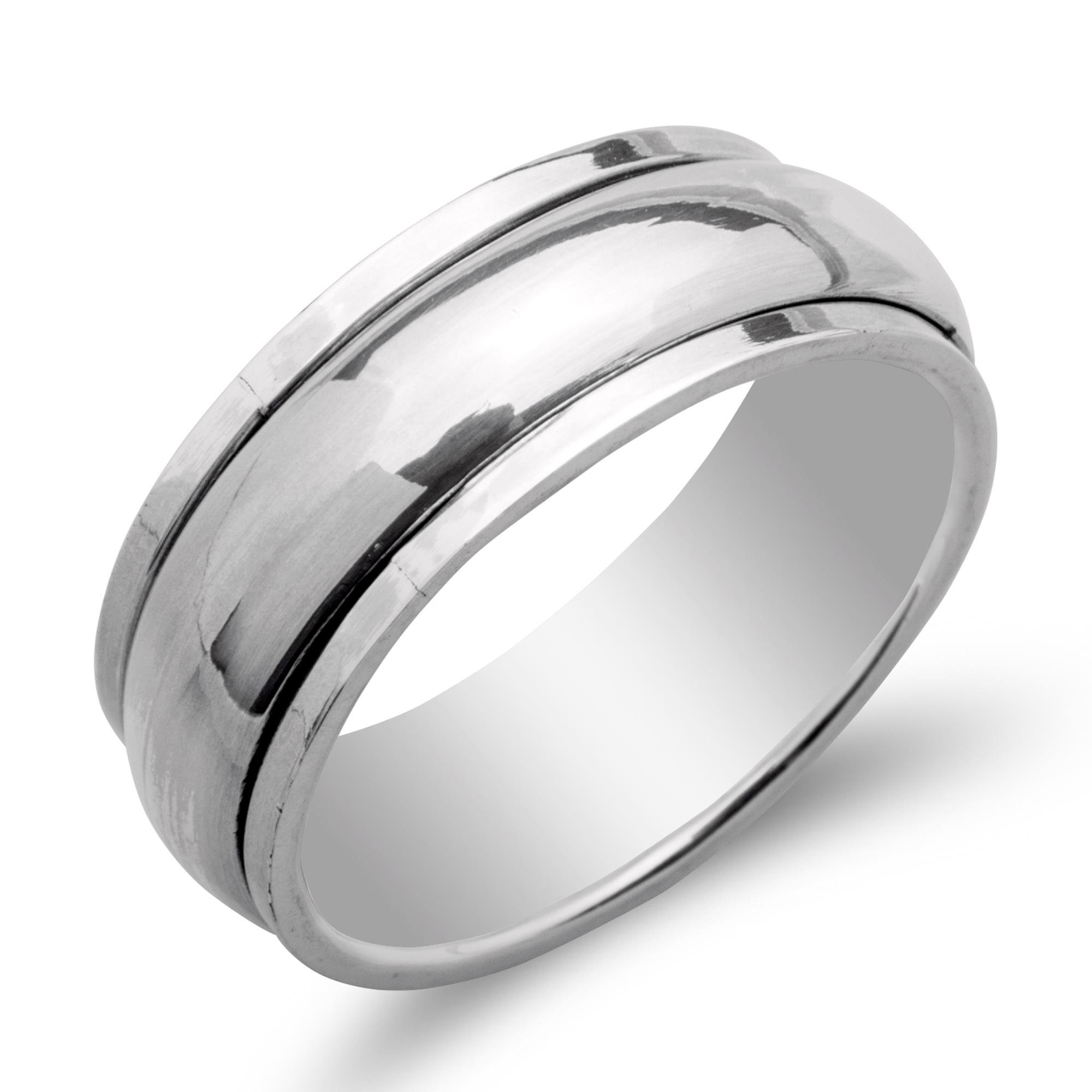 Sterling Silver Fidget Rings for Women & Men - 925 Silver Anxiety Spinner Rings for Stress Relief - Polished Plain Engagement Rings for Her & Him - Perfect Relaxation Gift for Adults & Teens - Ideal for Office, Travel, and Daily Stress Management