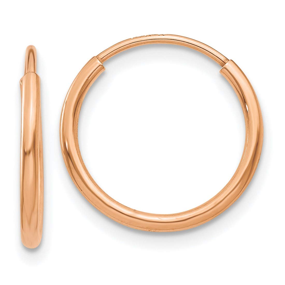 1.25mm Endless Hoop Earrings - 14K Real Rose Gold Polished Finish | Perfect for Everyday Wear, Date Nights & Special Occasions
