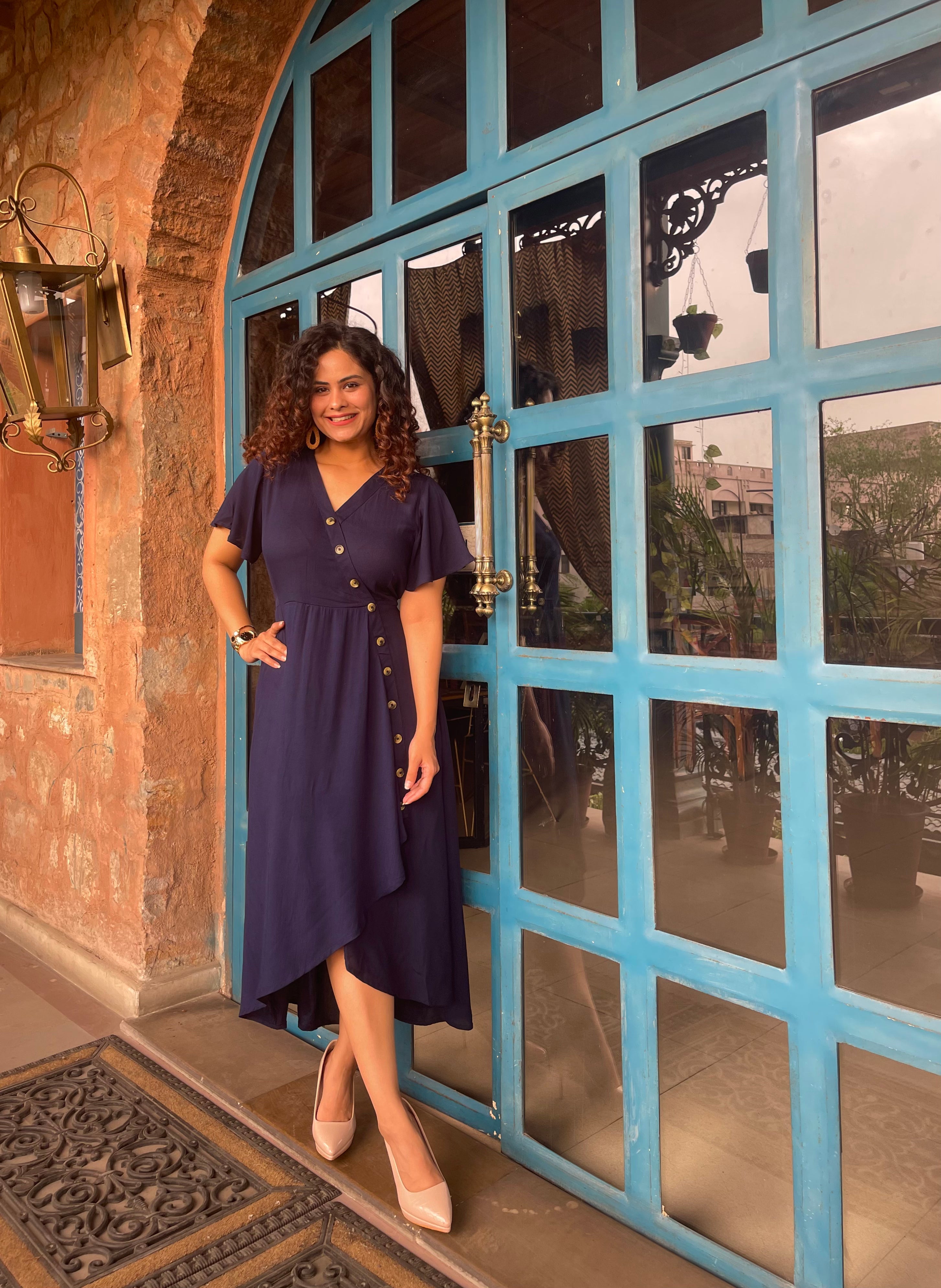 Navy Blue Summer Maxi Dress for Women - Flowy Long Beach Dress with Pockets - Perfect for Vacations, Weddings & Casual Outings