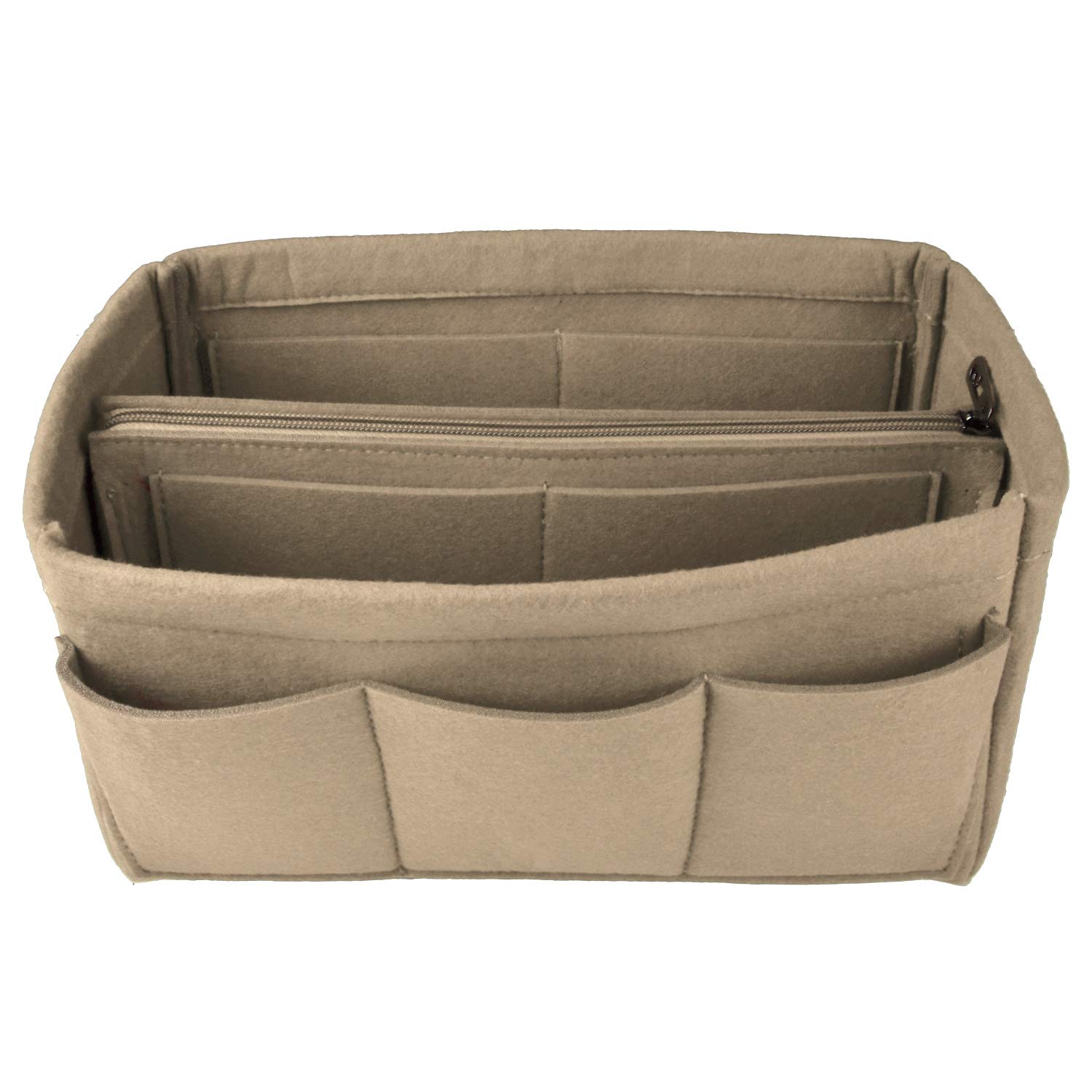 Premium Felt Fabric Handbag Organizer Insert for Tote Bags - Large Beige Purse Organizer | Perfect for Travel, Work & Everyday Use to Keep Essentials Neat