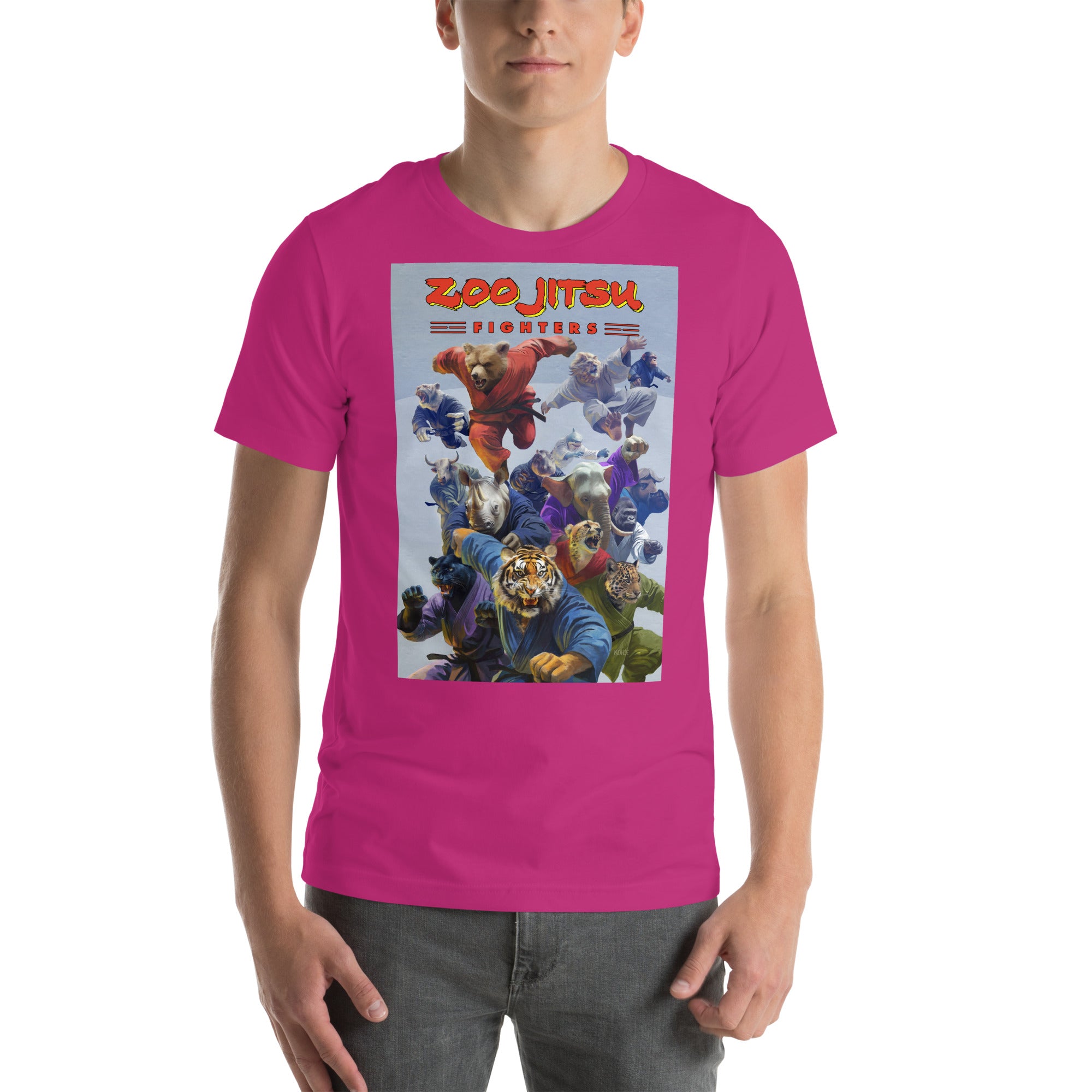 Zoo Jitsu Fighters Graphic Unisex T-Shirt by Lee Kohse - Comfortable Cotton Tee for Martial Arts Fans, Streetwear & Casual Outfits