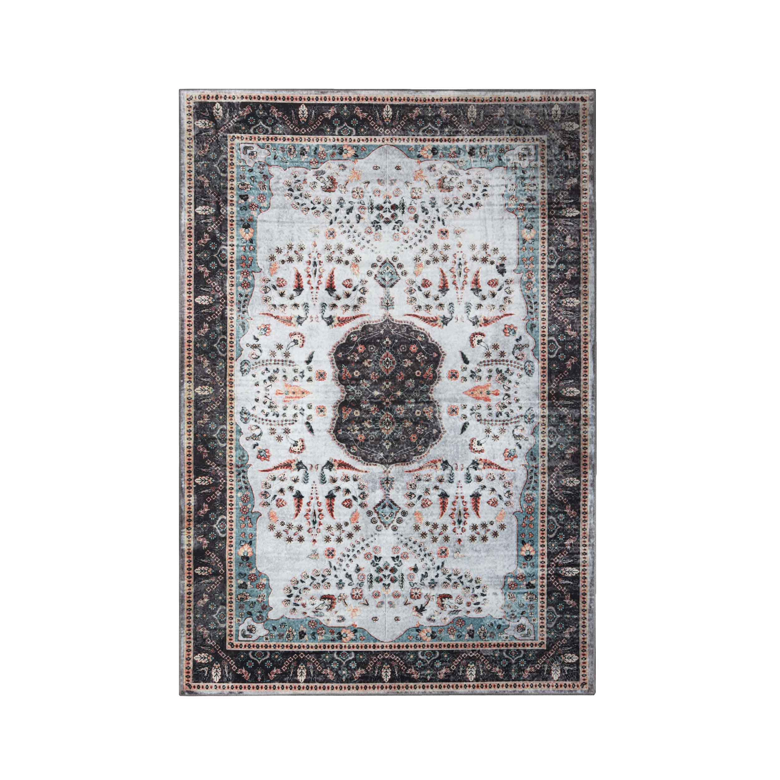 Machine Washable Sparrow Medallion Indoor Area Rug - Non-Slip Soft Living Room Carpet Runner for Bedroom, Hallway & Entryway Decor