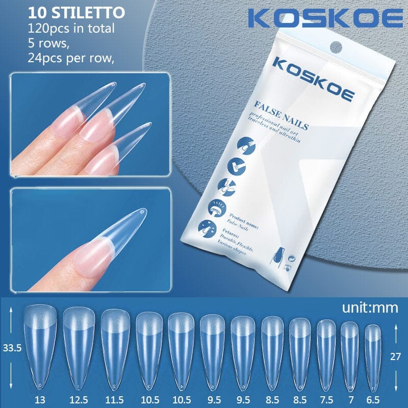 120pcs Stiletto Half Matte Clear False Nail Tips - Long Acrylic Nails for Women, Salon Quality Press On Nails with Glue - Perfect for Parties, Weddings, and Special Occasions