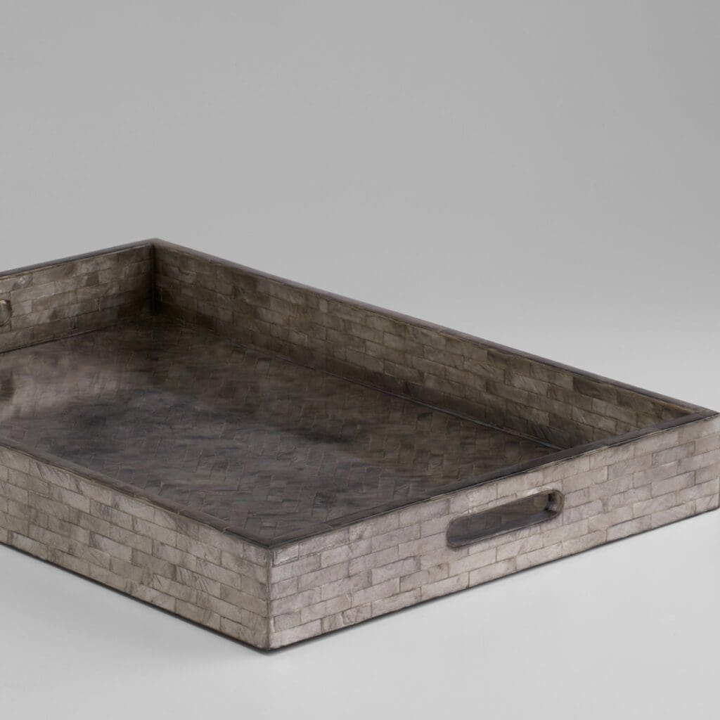 Cyan Design 11681 Triton Rectangle Serving Tray - Large Smoke Gray - Elegant Home Decor for Dining, Living Room & Party Hosting