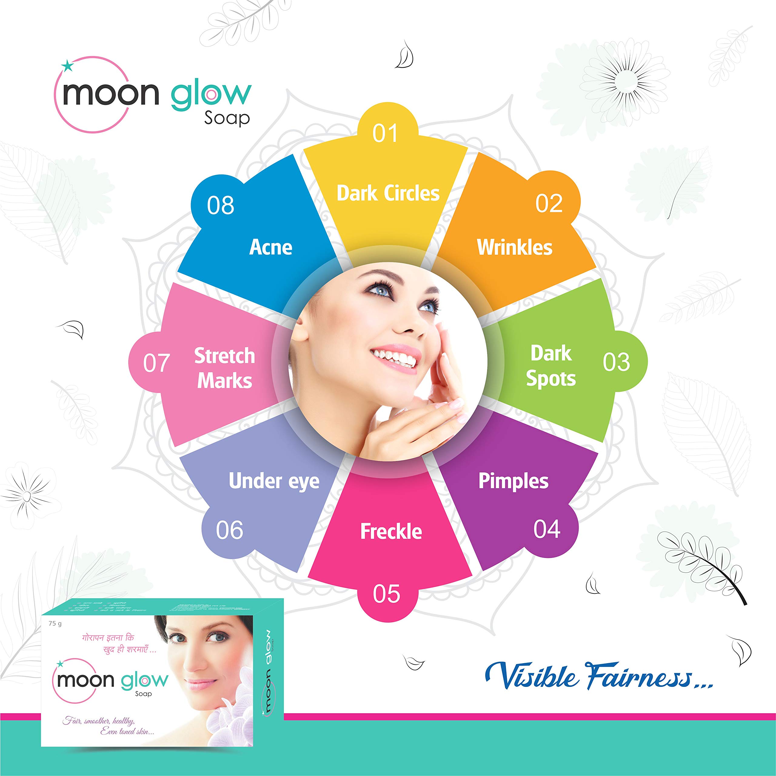 Moonglow Skin Brightening Soap for Acne, Dark Circles, Pimples & Anti-Aging | Natural Glow & Even Tone | Perfect for Daily Skincare & Blemish Control
