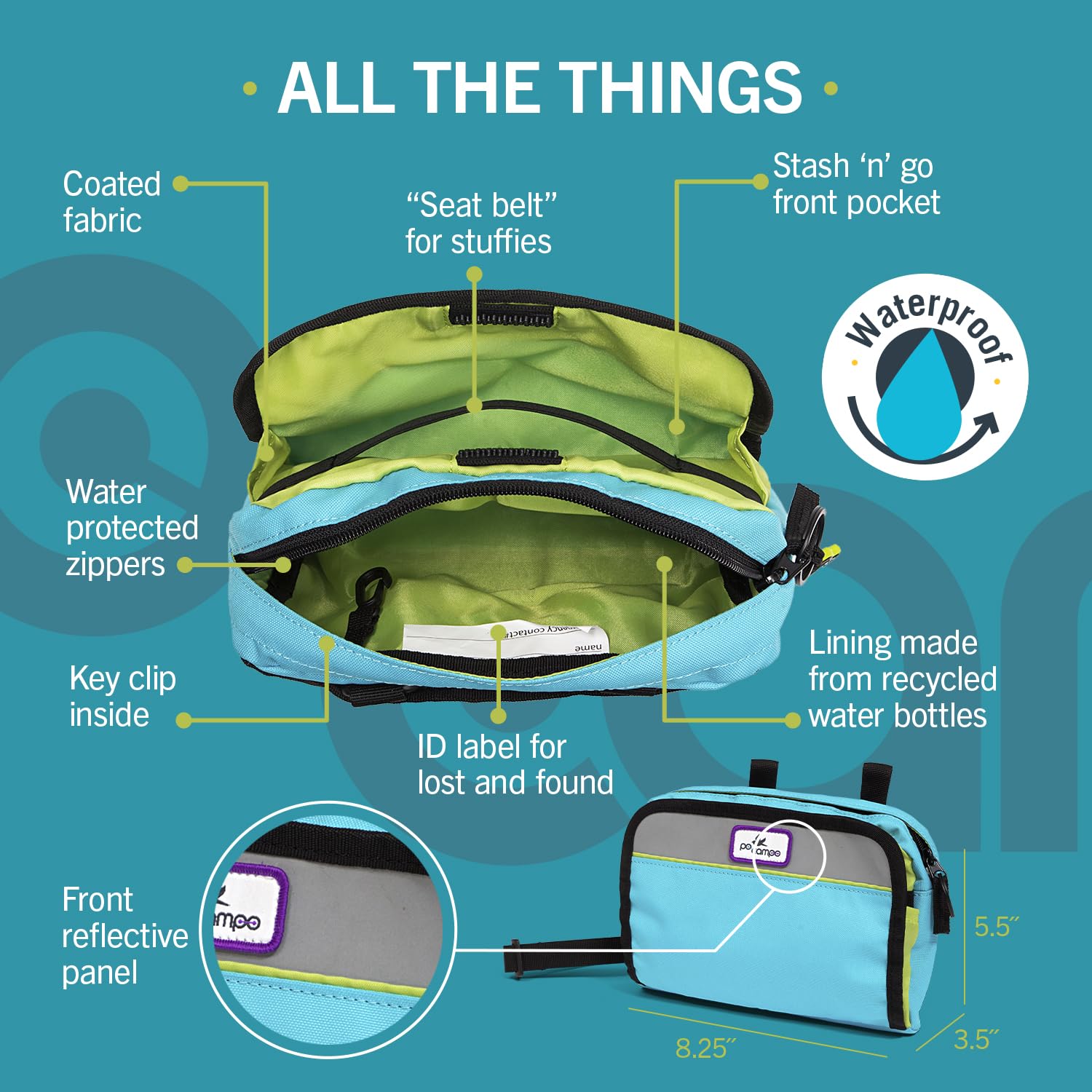 Po Campo Kids Bicycle Bag - Waterproof Front Frame Handlebar Bag for Boys & Girls | Convertible to Crossbody Bag | Perfect for School, Commuting & Outdoor Adventures