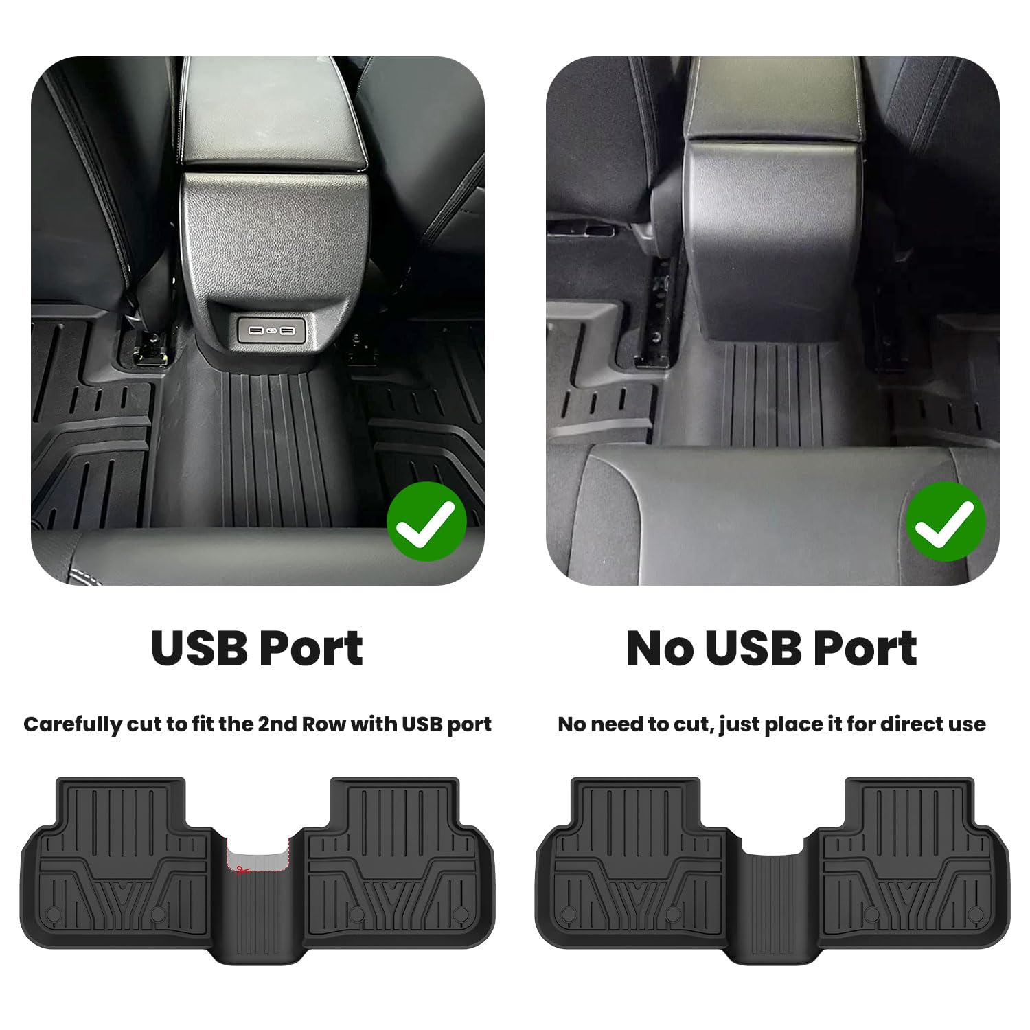 LASFIT All-Weather TPE Floor Mats & Trunk Liner for Honda Civic Sedan 2022-2025 (Fits 1st & 2nd Row, Rear Seats with/without USB Ports) - Durable Car Floor Protection for Daily Commute, Road Trips & Winter Driving (Not Compatible with Hatchback Models)