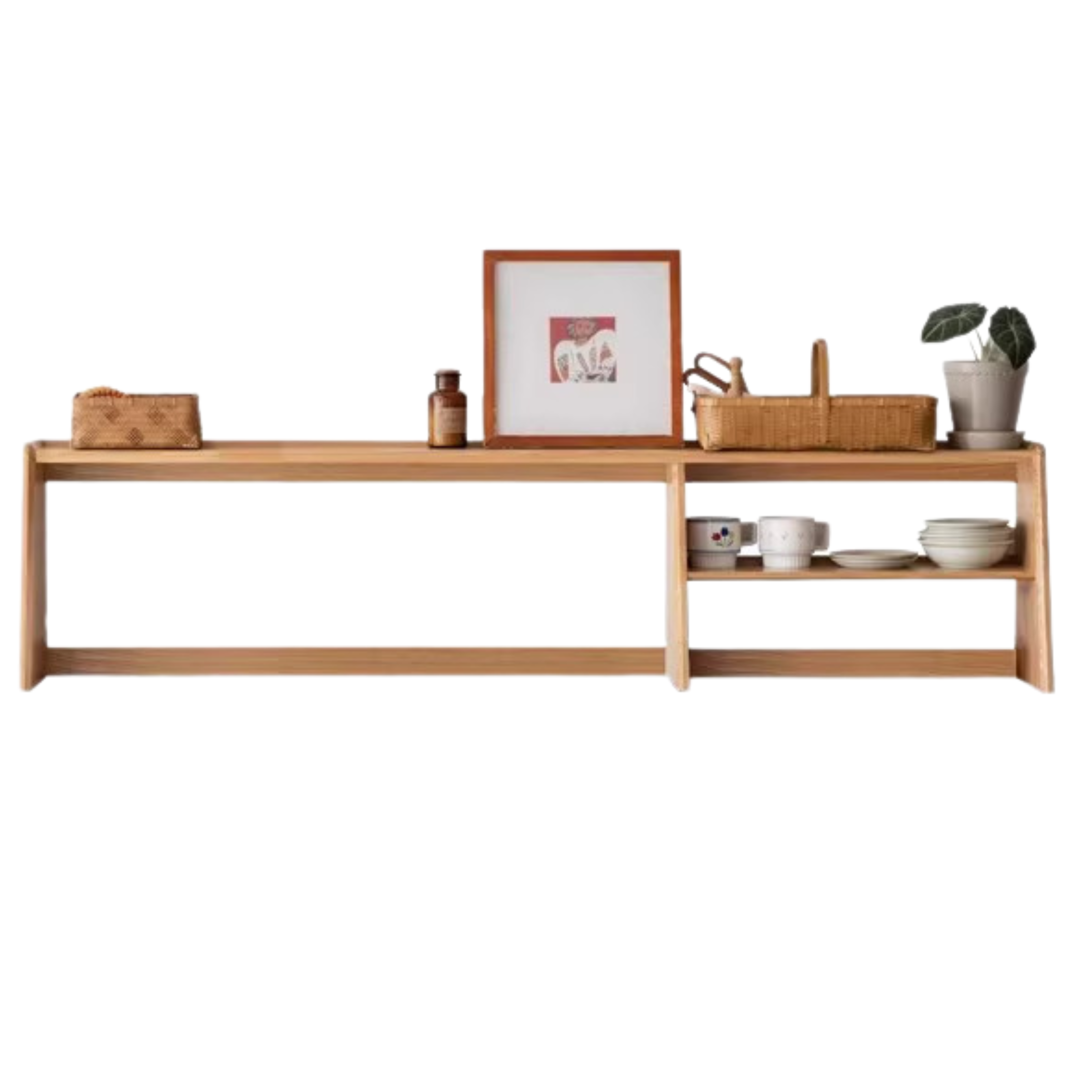 57.5x10.2x15.7 inch / 146x26x40сm / Natural wood color / sideboard small top