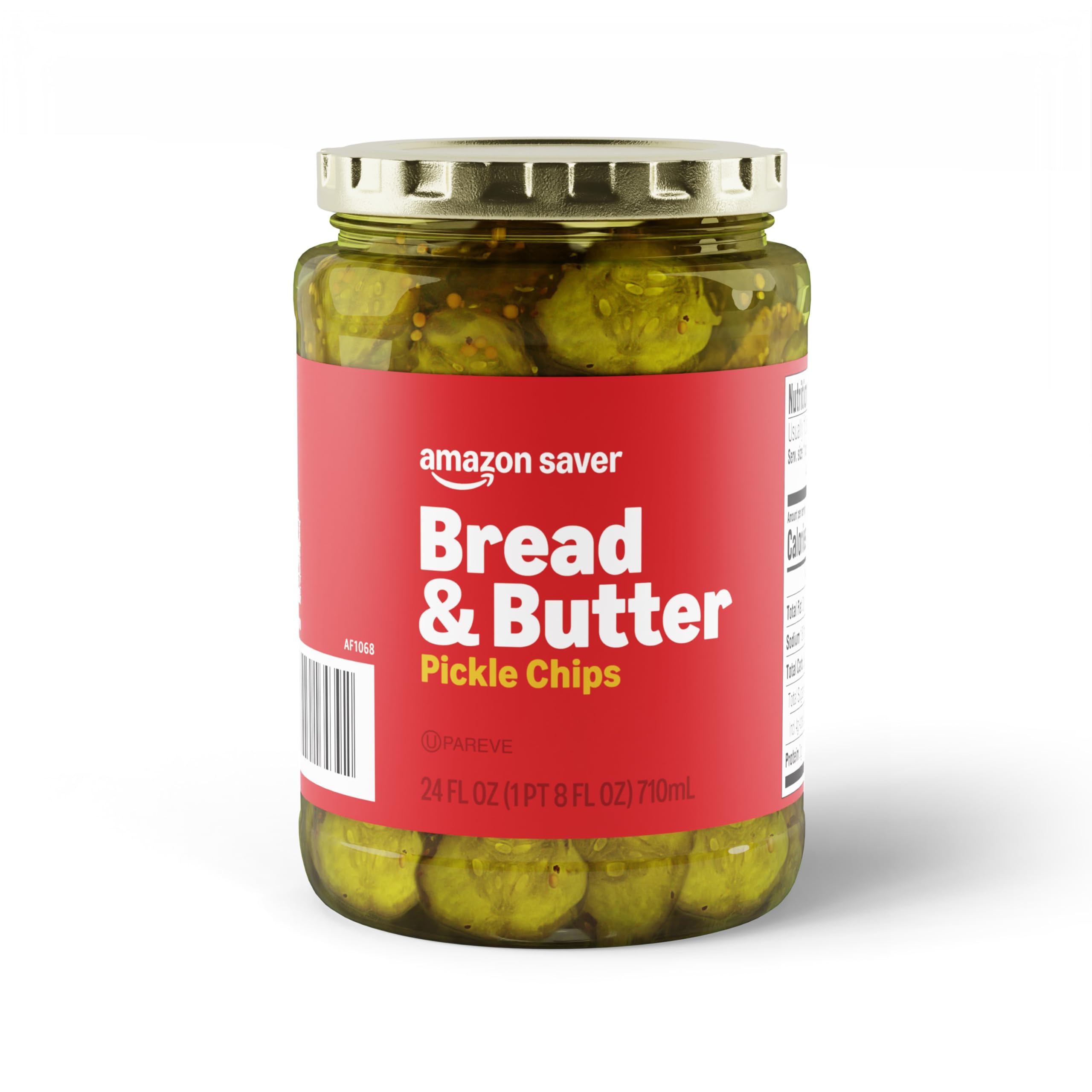 Amazon Saver Bread & Butter Pickle Chips - 24 Fl Oz Jar (Formerly Happy Belly Brand) - Perfect for Burgers, Sandwiches & Charcuterie Boards