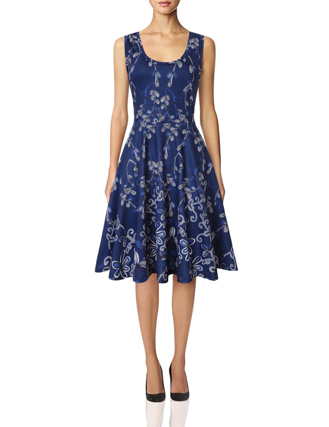 WOCACHI Women's Sleeveless Leopard Floral Print A-Line Dress - Summer Beach Casual Party Wear for Women | Perfect for Vacations, Date Nights & Outdoor Events
