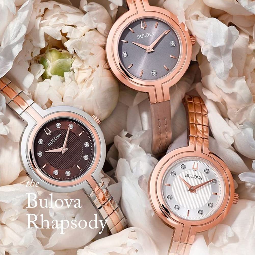 Bulova Ladies Rhapsody Diamond Quartz Bracelet Watch - Elegant Women's Dress Watch for Special Occasions & Evening Events