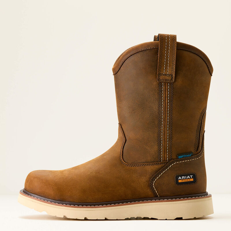 Rebar Wedge Pull-On Waterproof Work Boots for Men - Slip-Resistant Safety Shoes for Construction, Farming & Outdoor Work