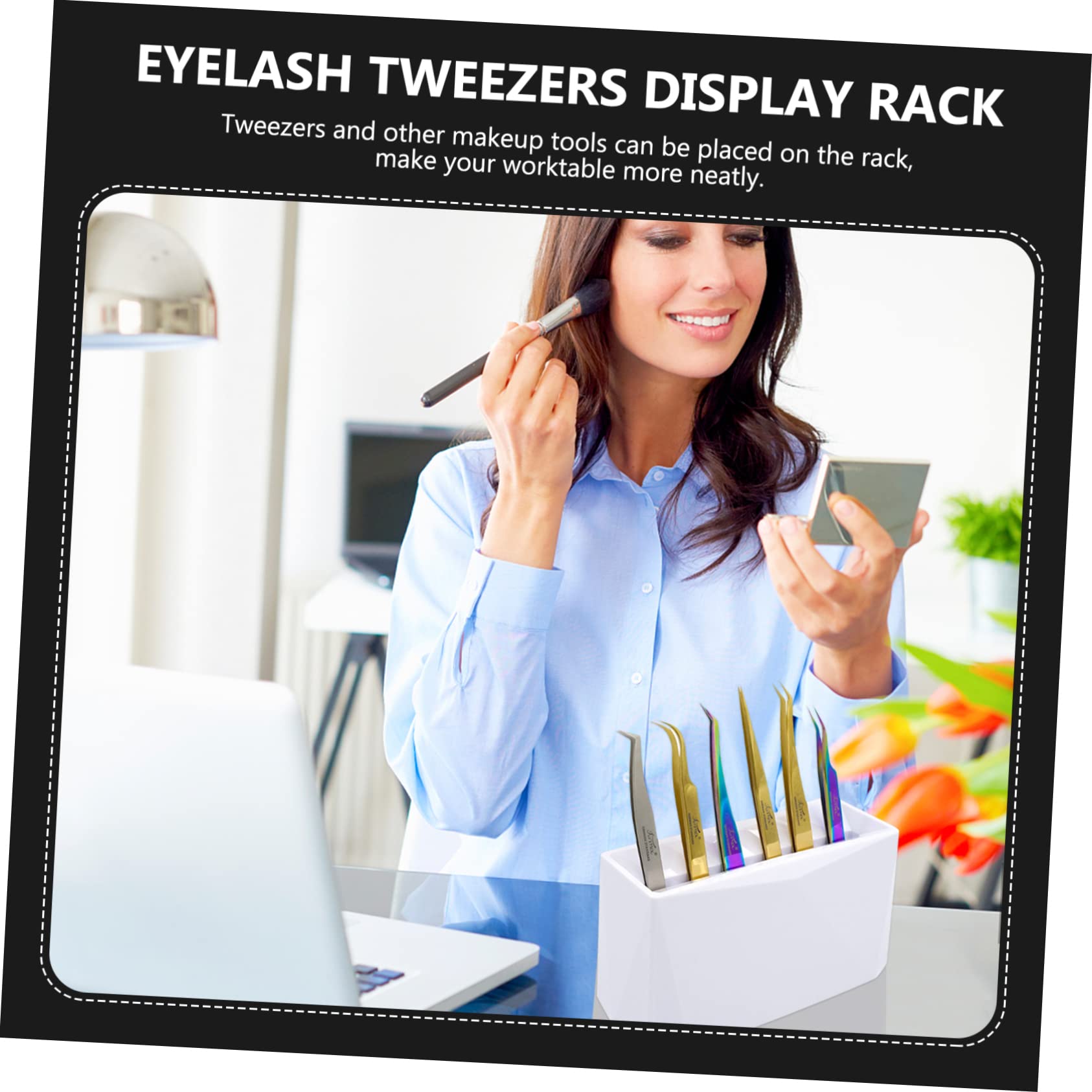 6-Hole Lash Tweezers Storage Rack - White Eyelash Extension Tool Organizer | Professional Makeup Artist Accessories | Salon & Home Beauty Station Organization