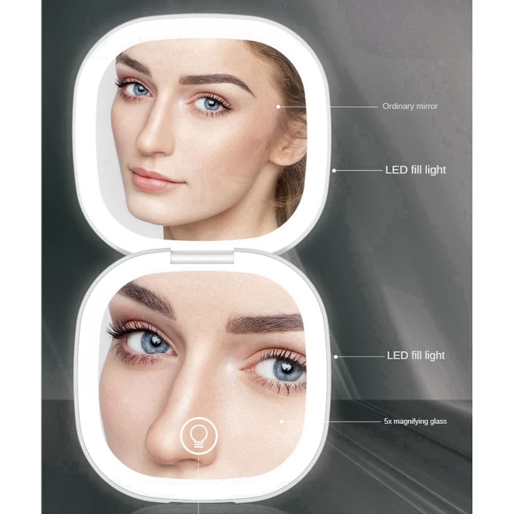 5X Magnifying LED Vanity Mirror - Portable Double-Sided Travel Makeup Mirror with Bright Mini Lights, Pink | Perfect for Home, Travel & Professional Makeup Application