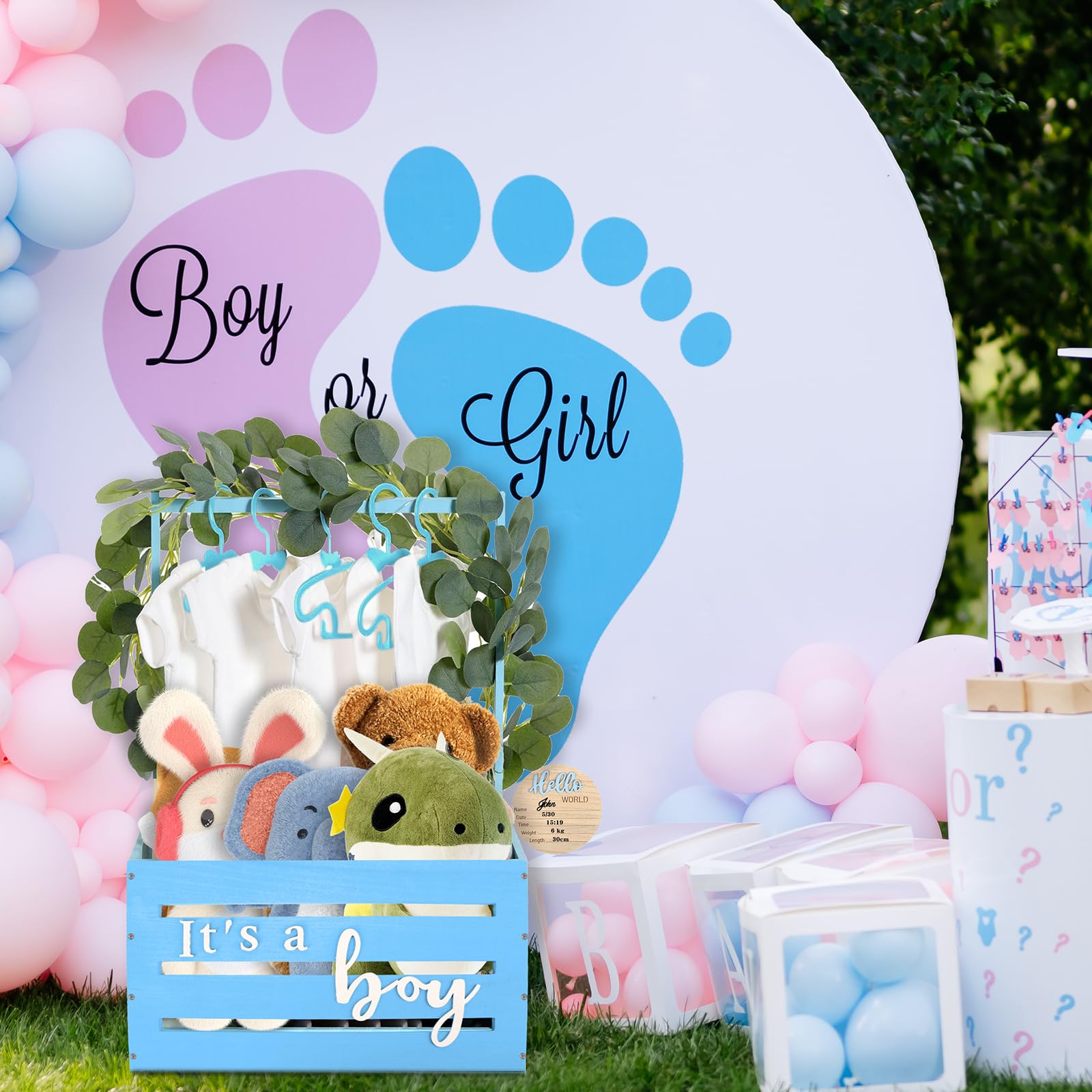 Blue Wooden Baby Shower Crate Closet with Handle - Nursery Storage Organizer for Baby Clothes, Toys & Essentials | Perfect for Baby Showers, Nursery Decor & Gift Giving