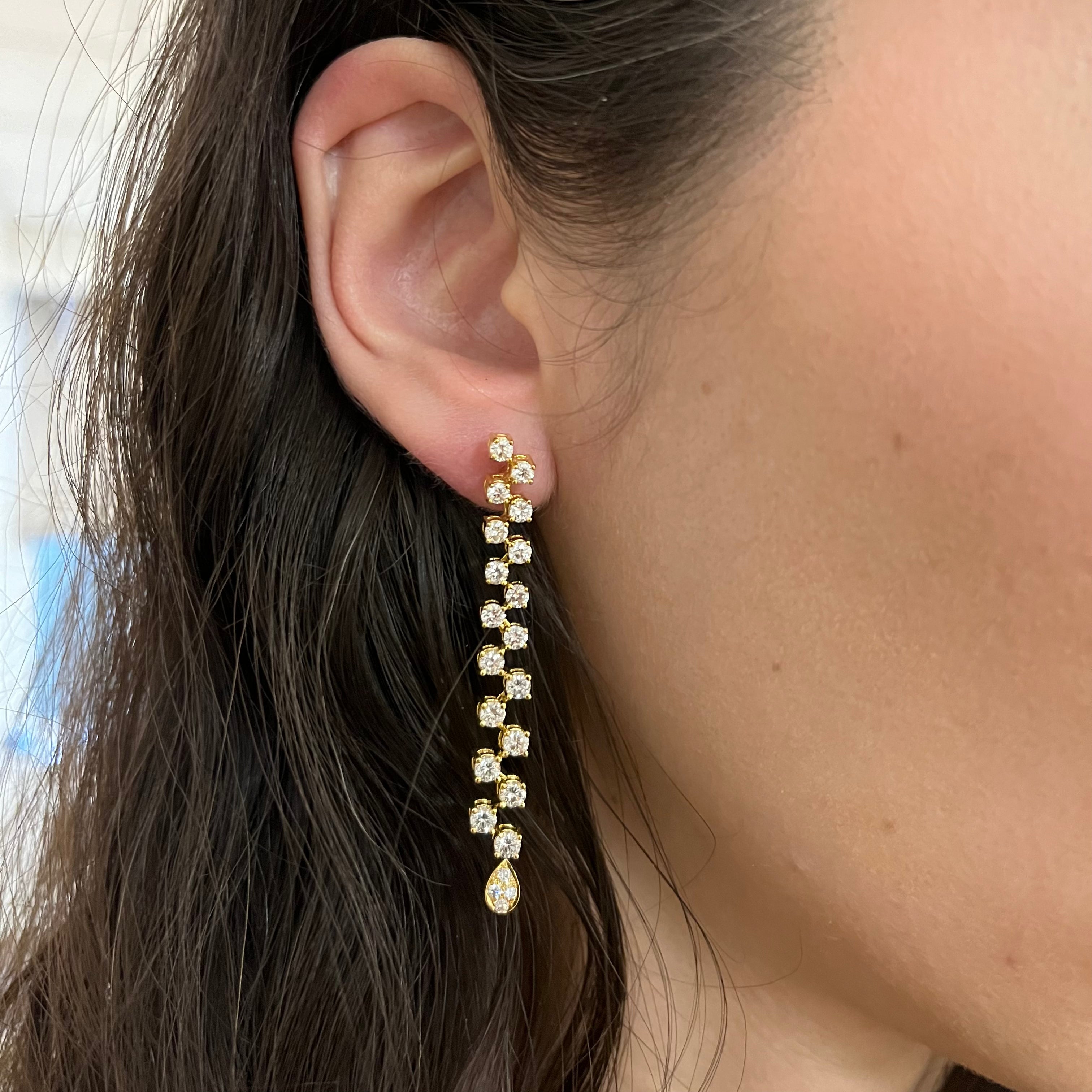 Multi Prong Diamond Hanging Earrings | 2.25 Carat Total Weight (CTW) | Elegant Dangling Earrings for Women | Perfect for Weddings, Parties & Special Occasions