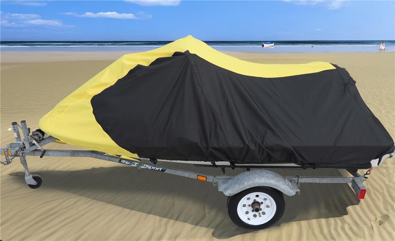 SBU Black/Yellow Heavy-Duty PWC Cover - Compatible with Sea-Doo Spark 2up 900 ACE 60HP (2021 Model) | Watercraft Protection for Storage & Outdoor Use