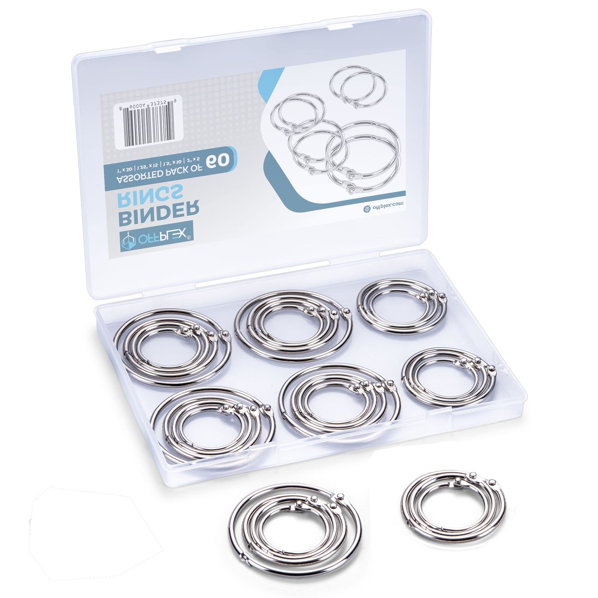 (60 Pack) Assorted Size Loose Leaf Binder Rings - 1