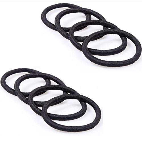 FAMEZA 100Pcs Black Rubber Hair Ties - 4mm Elastic Ponytail Holders for Women & Girls - Perfect for Gym, Work, School & Everyday Hairstyles