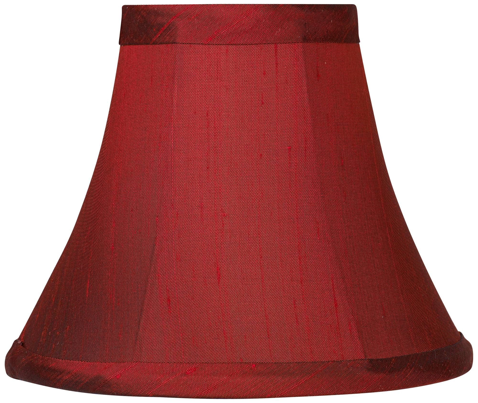 6 Pack Deep Red Faux Silk Bell Lamp Shades - 3