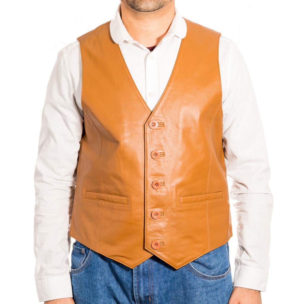 Men's Classic Smart Vest Waistcoat - Genuine Suede & Leather - Black, Brown, Green - Formal & Casual Wear for Office, Weddings & Special Occasions