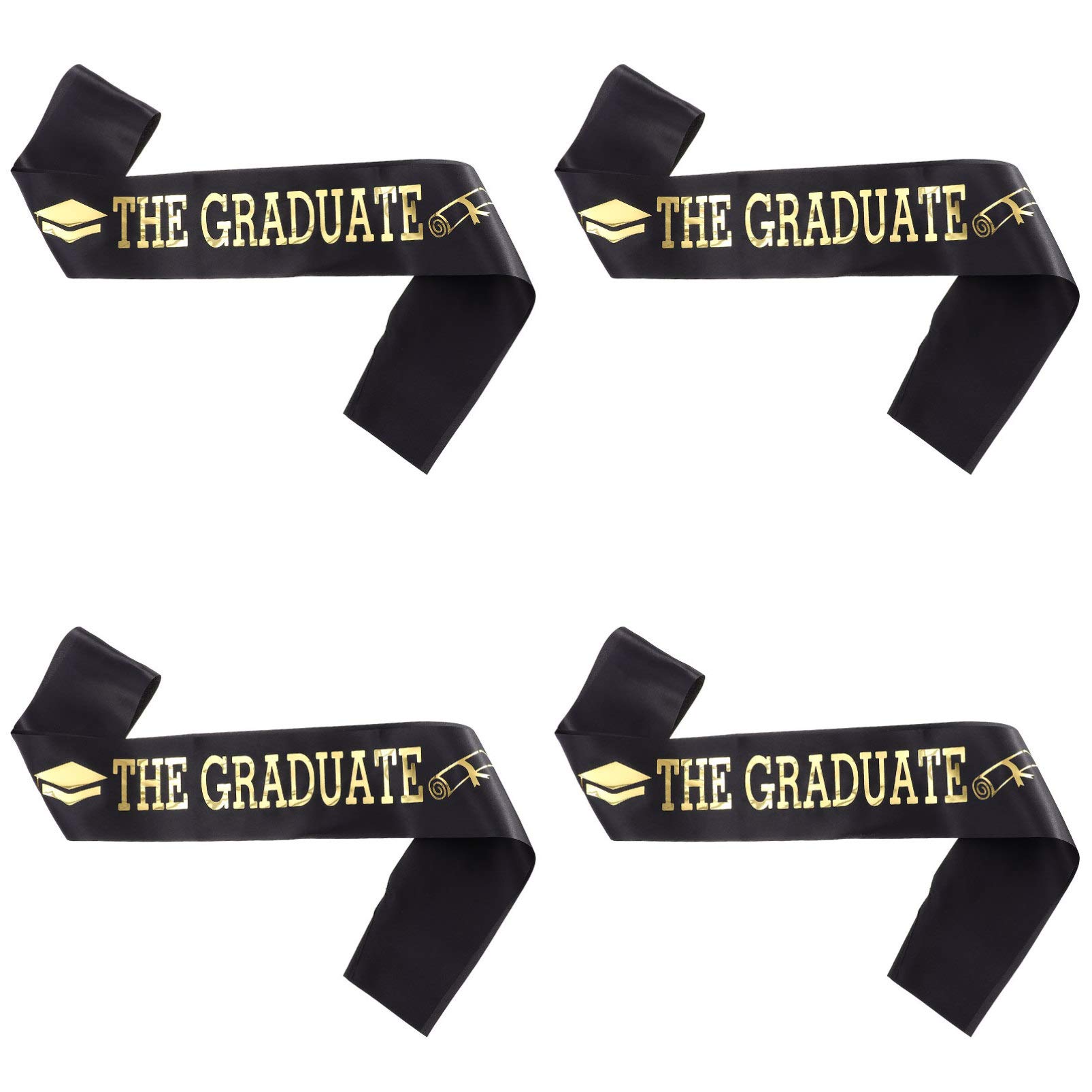 BESTOYARD 4-Piece Graduation Satin Sash Set - Elegant Etiquette Belts for Graduation Ceremonies, Class Sashes, and School Events - Perfect for High School, College, and University Graduations