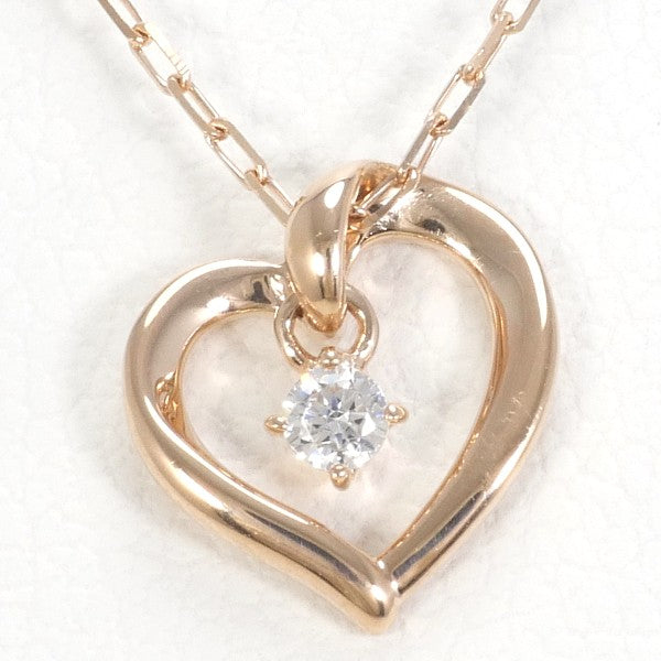 4℃ K10PG Pink Gold Zirconia Necklace for Women - Elegant Cubic Zirconia Pendant Jewelry Gift for Birthday, Anniversary & Valentine's Day