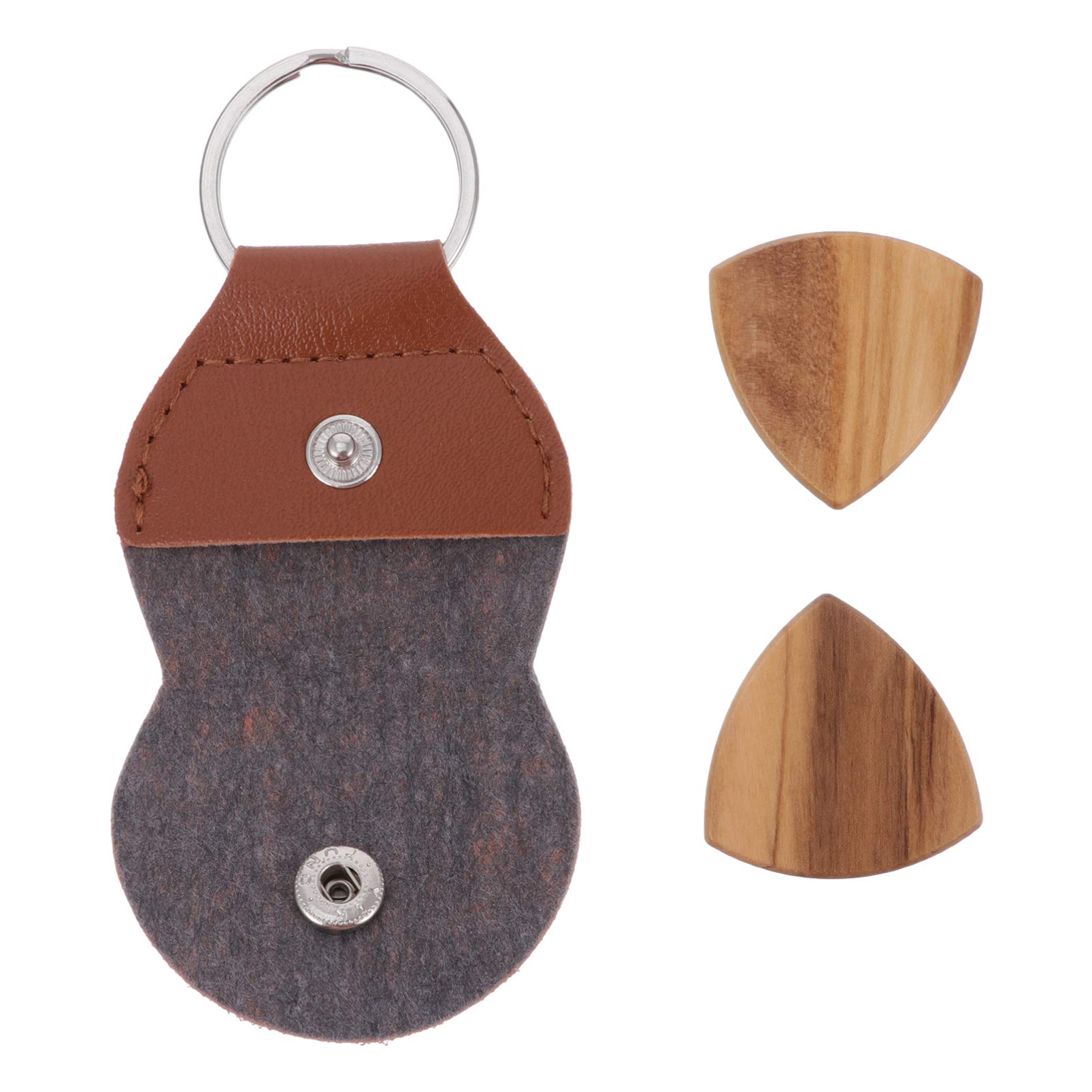 EXCEART Kids Guitar Picks Set - 2 Wooden Plectrums with Leather Holder Case & Keychain - Guitar Pick Accessories for Beginners - Perfect for Practice, Performances & Music Lessons