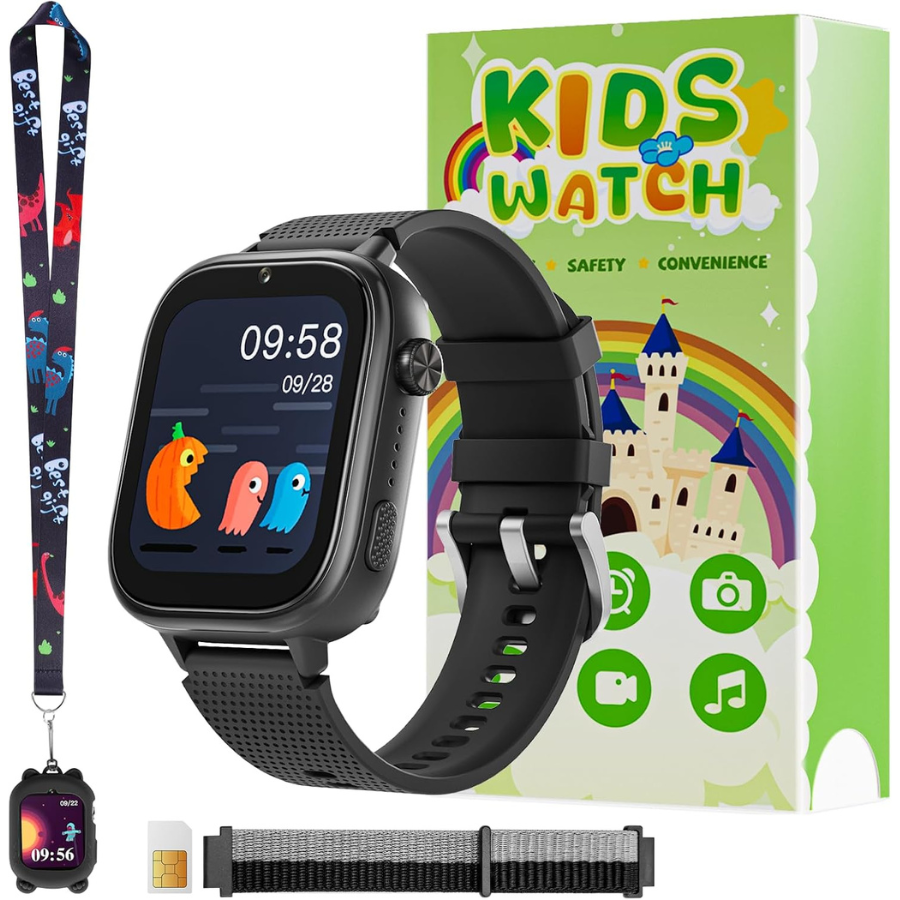 OKYUK Kids Smartwatch 4G LTE GPS Tracker with SIM Card - Waterproof & Durable for Boys & Girls - Perfect for School, Outdoor Play & Safety Tracking
