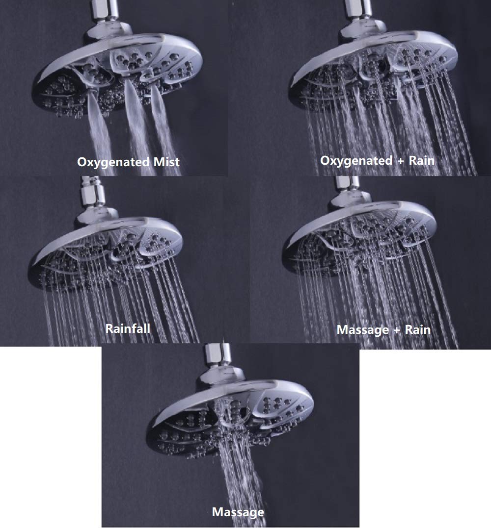 6-Inch Wide Anti-Clog Rain Shower Head with 30-Settings & Handheld Combo - 5 ft Stainless Steel Hose with Brass Connectors (Oil Rubbed Bronze) - Perfect for Luxurious Spa-Like Bathroom Experience