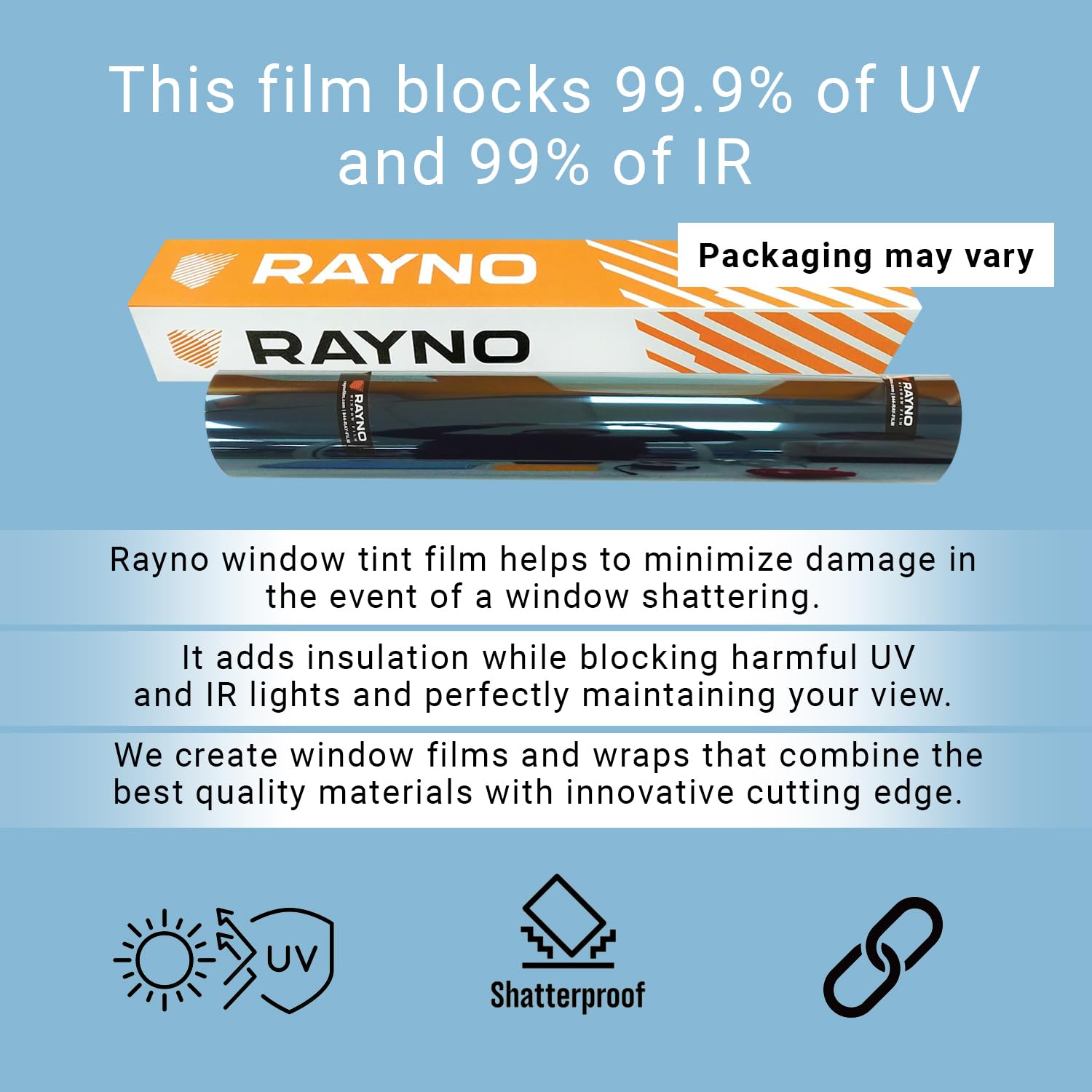 Rayno UV Blocking Window Shrink Film - Heat Control & Sun Protection Tint for Home & Car Windows - Automotive Windshield Insulation & Sun Reflecting Wrap - Platinum Air 7090 Blue Tinted (24