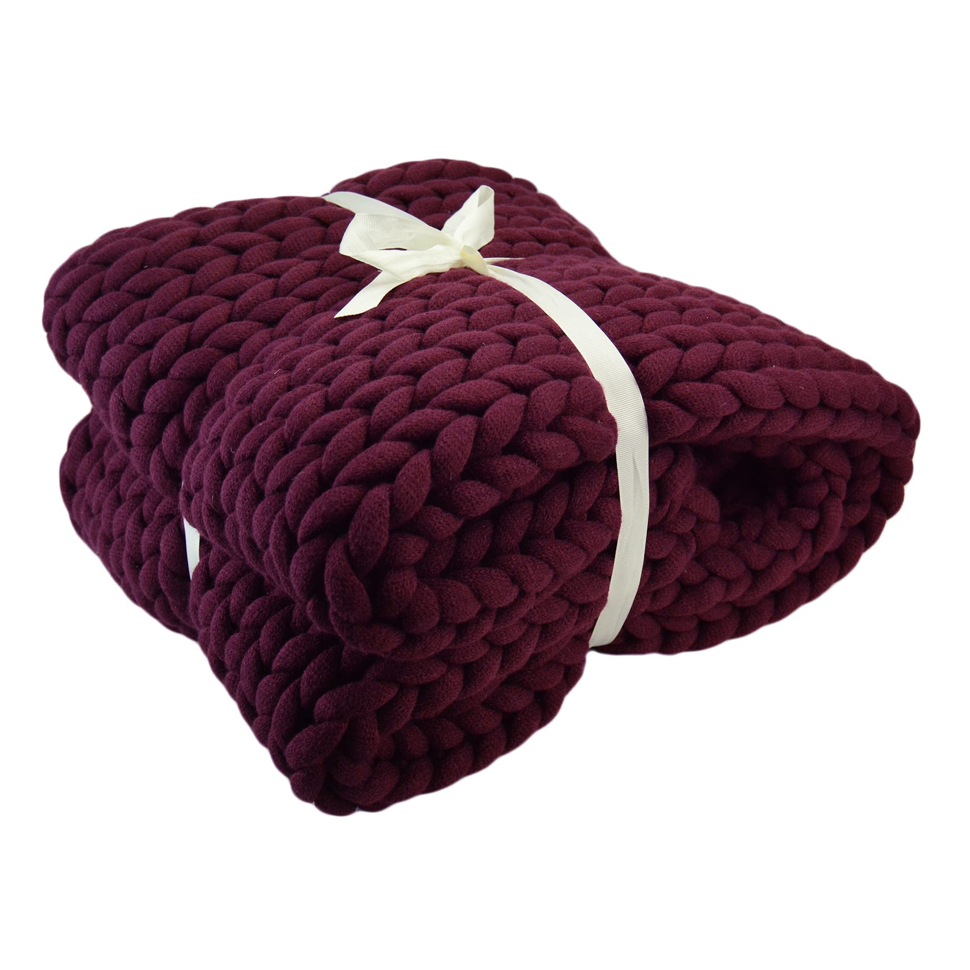 Donna Sharp Throw Blanket - Chunky Knit Merlot Contemporary Decorative Blanket with Oversized Loop Pattern | Soft & Cozy for Living Room, Bedroom, or Gift