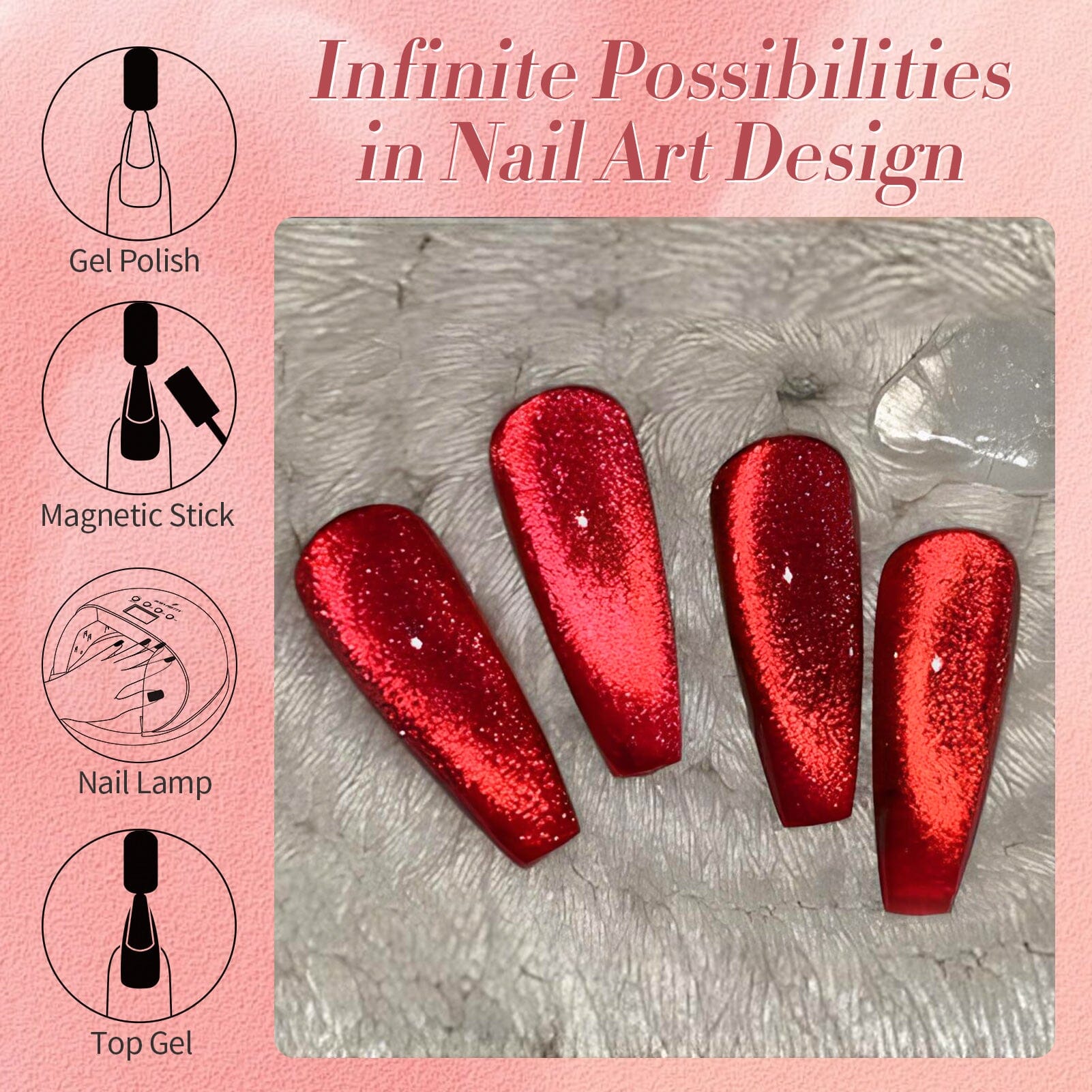 Red Cat Magnetic Gel Polish - Kiss of Ruby 15ml Nail Polish for Women | Long Lasting UV LED Nail Art Gel | Perfect for Manicures, Pedicures & Nail Salon Use
