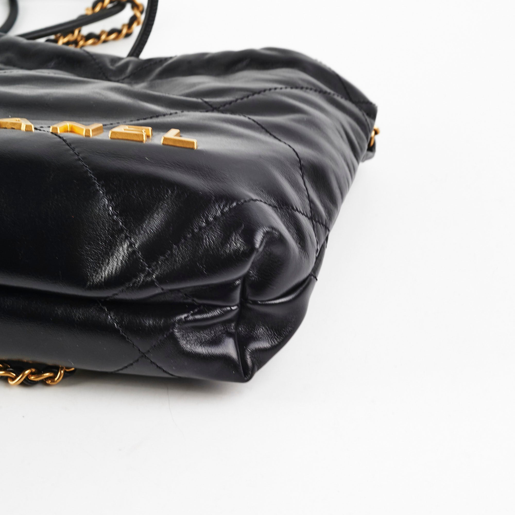 Chanel Mini 22 Bag Black Lambskin Leather Crossbody Purse for Women - Perfect for Date Night & Evening Events