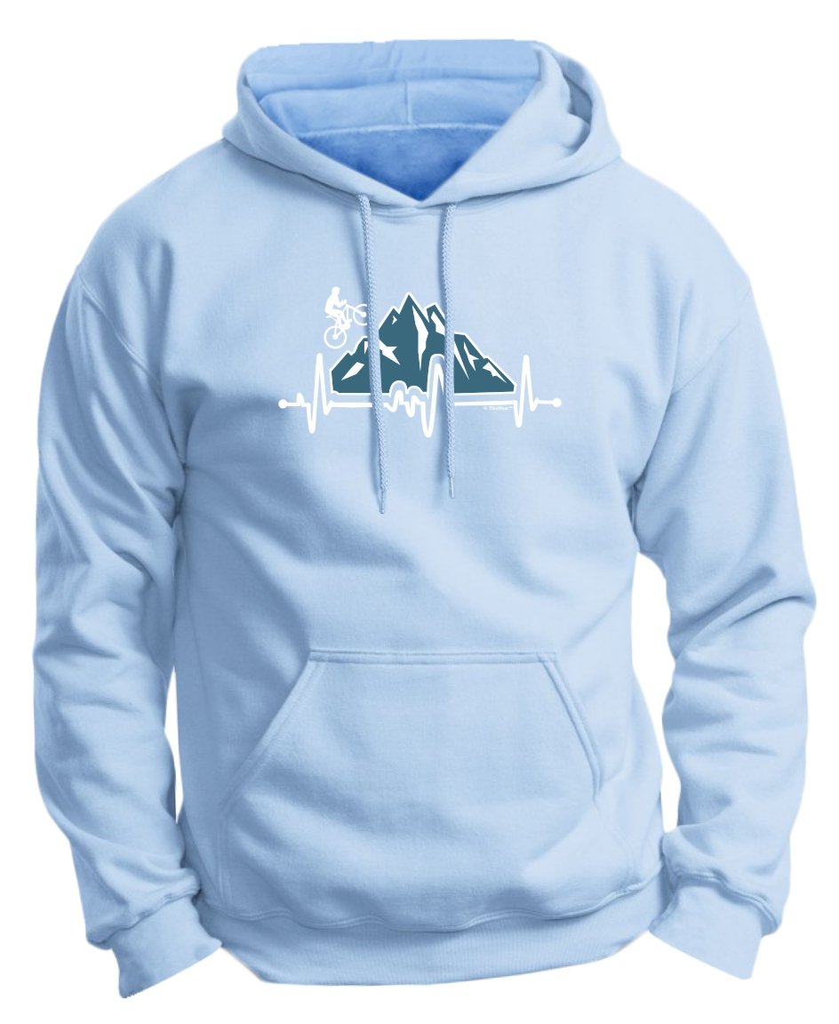 Premium MTB Cycling Hoodie Sweatshirt - Heartbeat Design Bike Gifts for Men & Women - Perfect for Mountain Biking, Commuting & Outdoor Adventures