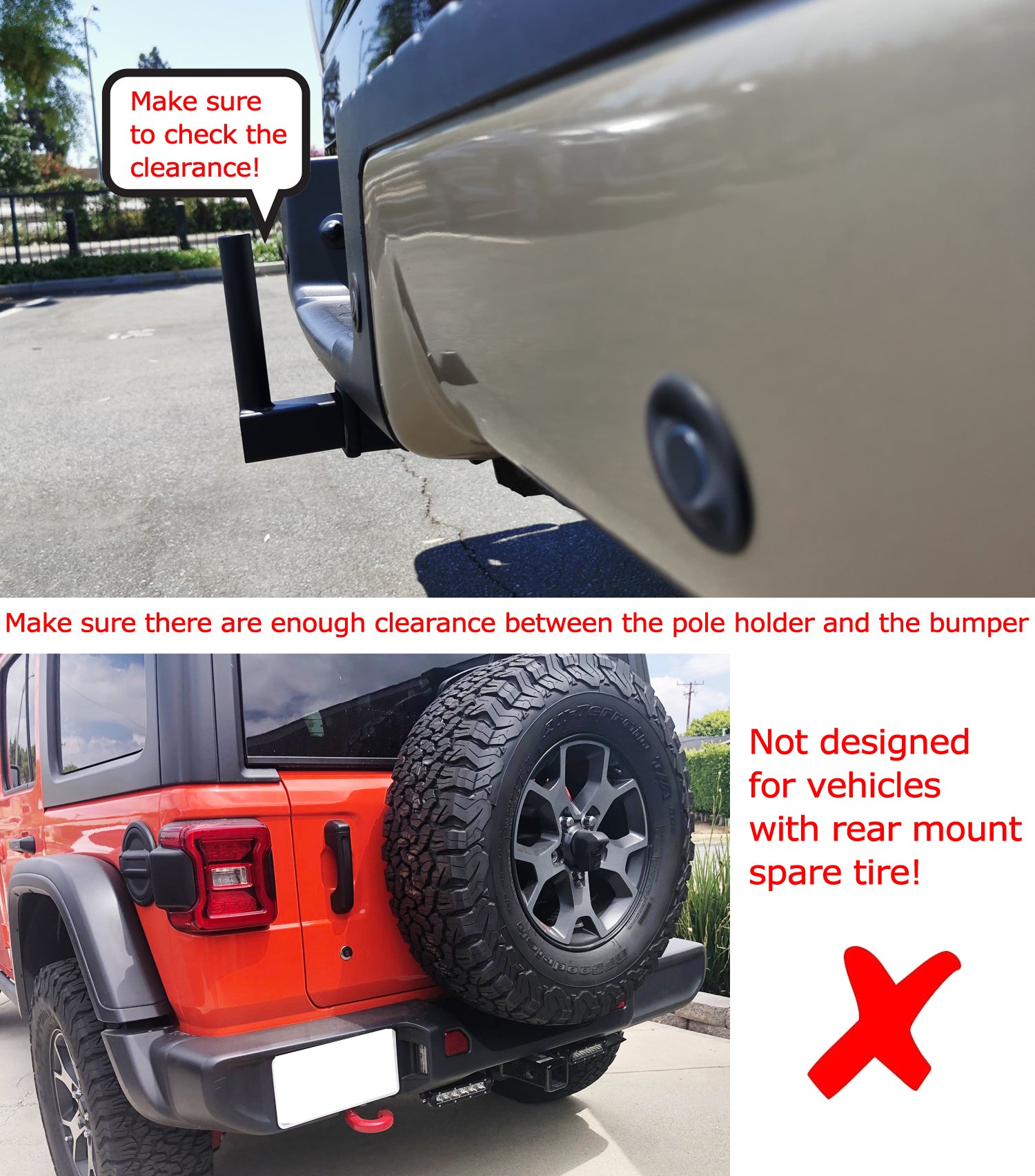 2 Inch Standard Tow Hitch Receiver Mount Flagpole Holder for Truck, SUV, Trailer - Heavy Duty Flag Pole Mount for Camping, Tailgating, Parades & Outdoor Events