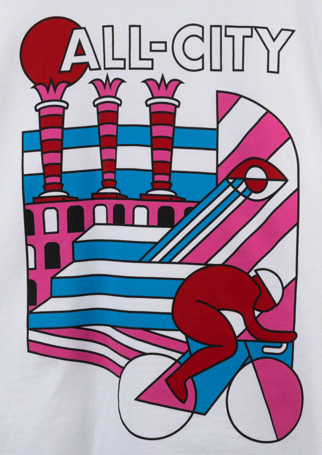 All City Parthenon Party Women's T-Shirt - Casual Graphic Tee in White, Pink, Red, Blue, Black - X Large Size - Perfect for Festivals, Concerts & Night Out