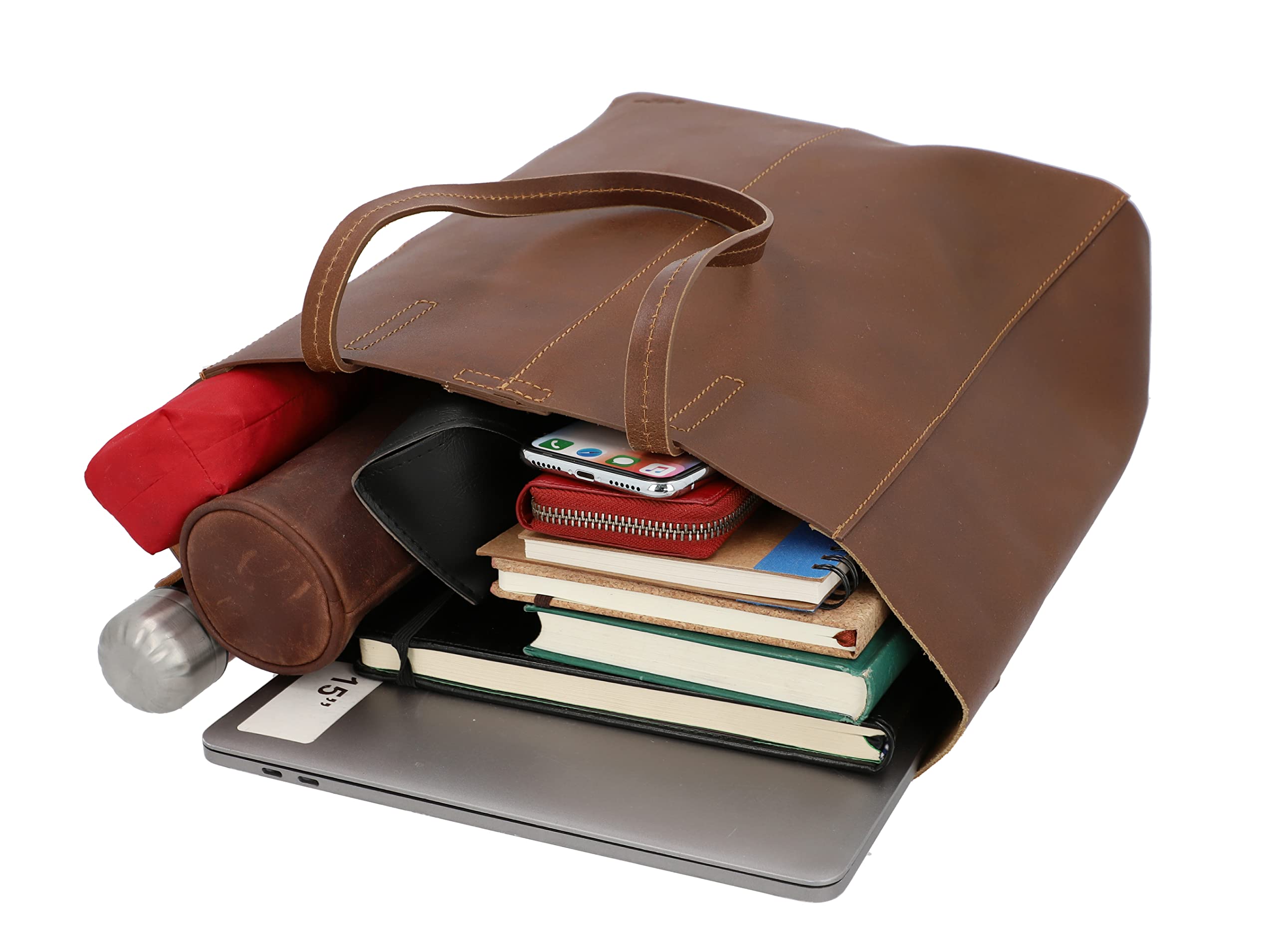 Genuine Cowhide Leather Tote Bag for Women - Gusti Cassidy Shoulder Bag with Magnet Closure, Fits 15” Laptop & A4 Documents, 13L Capacity - Perfect for Work, Travel & Everyday Use