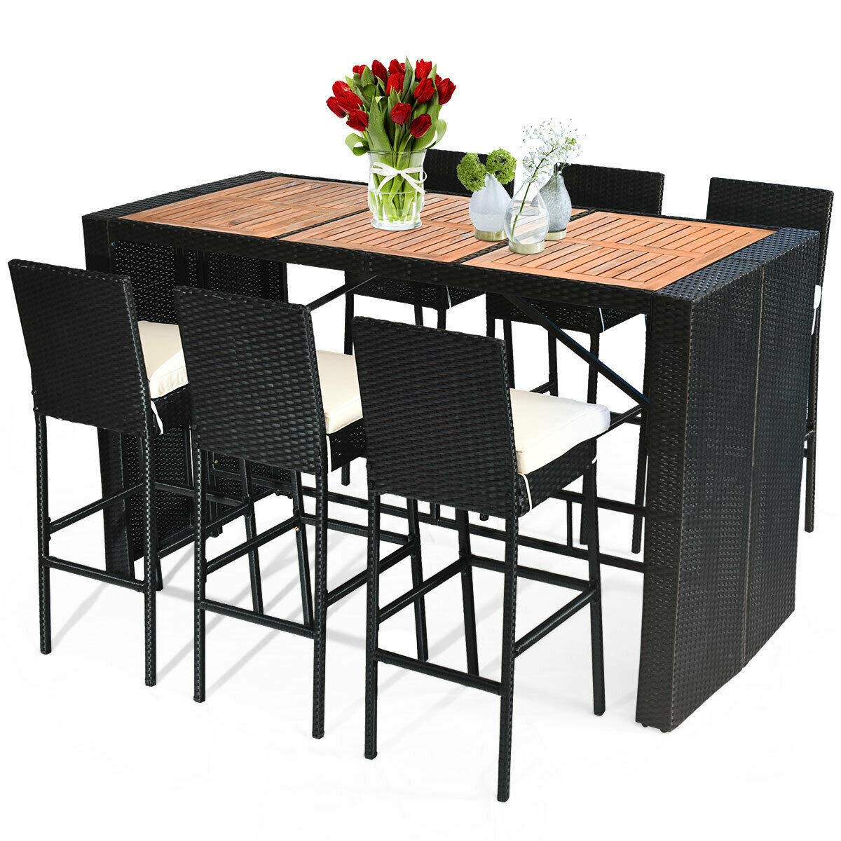 UMTEC 6-Piece Patio Furniture Set - Outdoor Wicker Dining Table & Chairs for Deck, Yard, Poolside - Perfect for Backyard BBQs, Garden Parties & Outdoor Entertaining