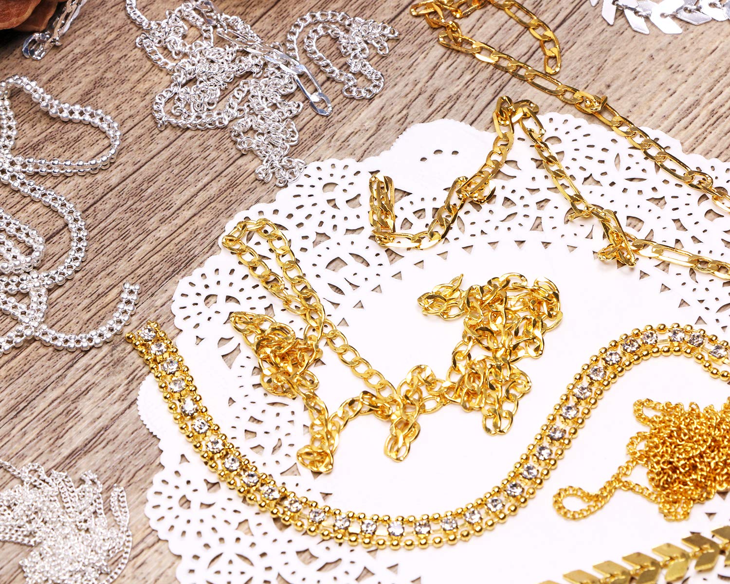 Tupalizy 10 Strips Metallic 3D Nail Chains - Gold & Silver Nail Art Beads, Rhinestones, Charms for DIY Nail Decoration | Perfect for Nail Salon, Party, Wedding, and Festival Nail Designs